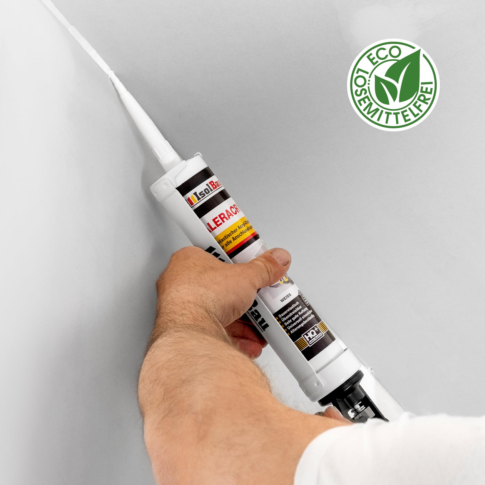 Isolbau Maleracryl 24 x 300 ml Weiß - Plastoelastischer Acryl-Dichtstoff zum Abdichten von Fugen im Innen- & Außenbereich - Kartusche
