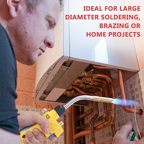Miniatura 4 de Antorcha de Gas MAPP/MAP/PROPANO, Cabeza de Antorcha, Uso para Soldadura, Conexión de Tubo de Cobre, Temperatura Máxima 3600℉ (1300℃)
