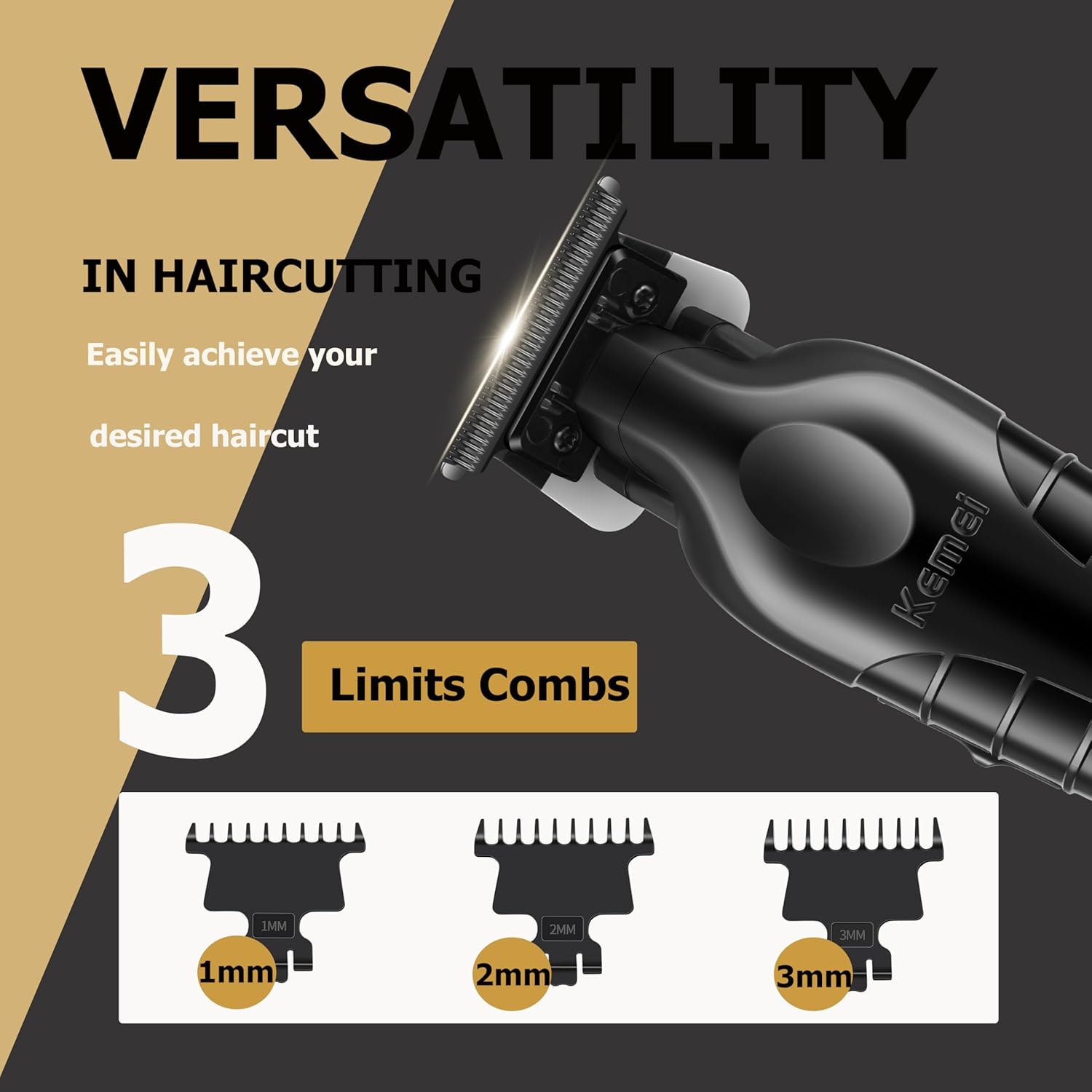 KEMEI 2299 Professional Hair/Beard Trimmer for Men, Zero Gapped Hair Clippers for Barbers, Cordless - Image 4