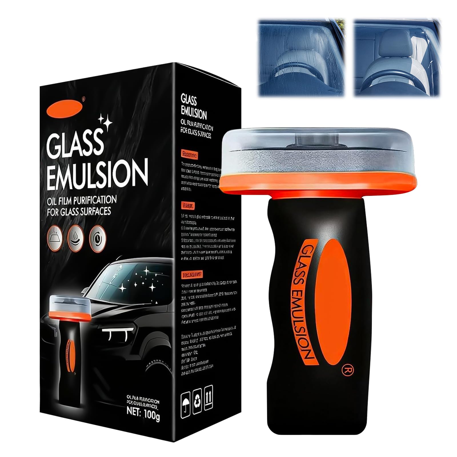 Hand-Held Glass Emulsion Cleaner, Oil Film Cleaning Brush,Car Windschutzscheiben Reiniger,Windshield Cleaning Brush, Autoscheiben Reiniger für Autofenster und Rückspiegel