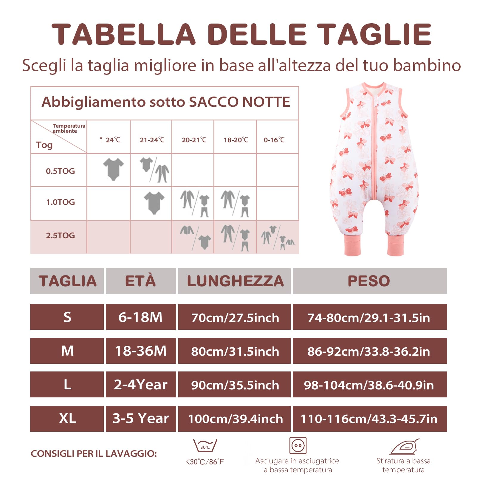 ToyaTec Sacco nanna con piedi, 2,5 Tog, super morbido, realizzato in rayon di bambù, per bambini, in fibra di bambù, per l'inverno, per l'autunno e l'inverno (rosa, 100cm (3-5 Jahre))