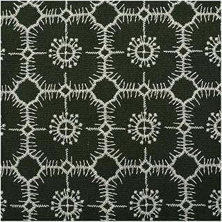 Tela bordada de lino y algodón hecha a mano para coser (verde, 50 x 125 cm)