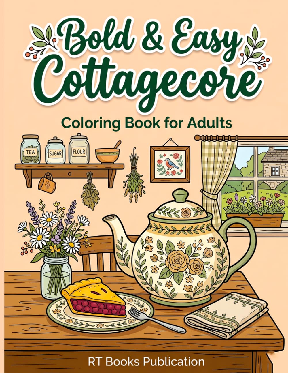 Bold & Easy Cottagecore Coloring Book for Adults: Simple and Cozy Coloring Pages with Thick Lines for Relaxation, Seniors, and Beginners (Cozy Living Series)