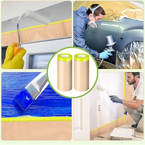 Miniatura 7 de Papel de enmascarar precintado para pintar, 3 rollos de papel de enmascaramiento de 50 pies, rollos de papel de pintura para pintar, papel protector
