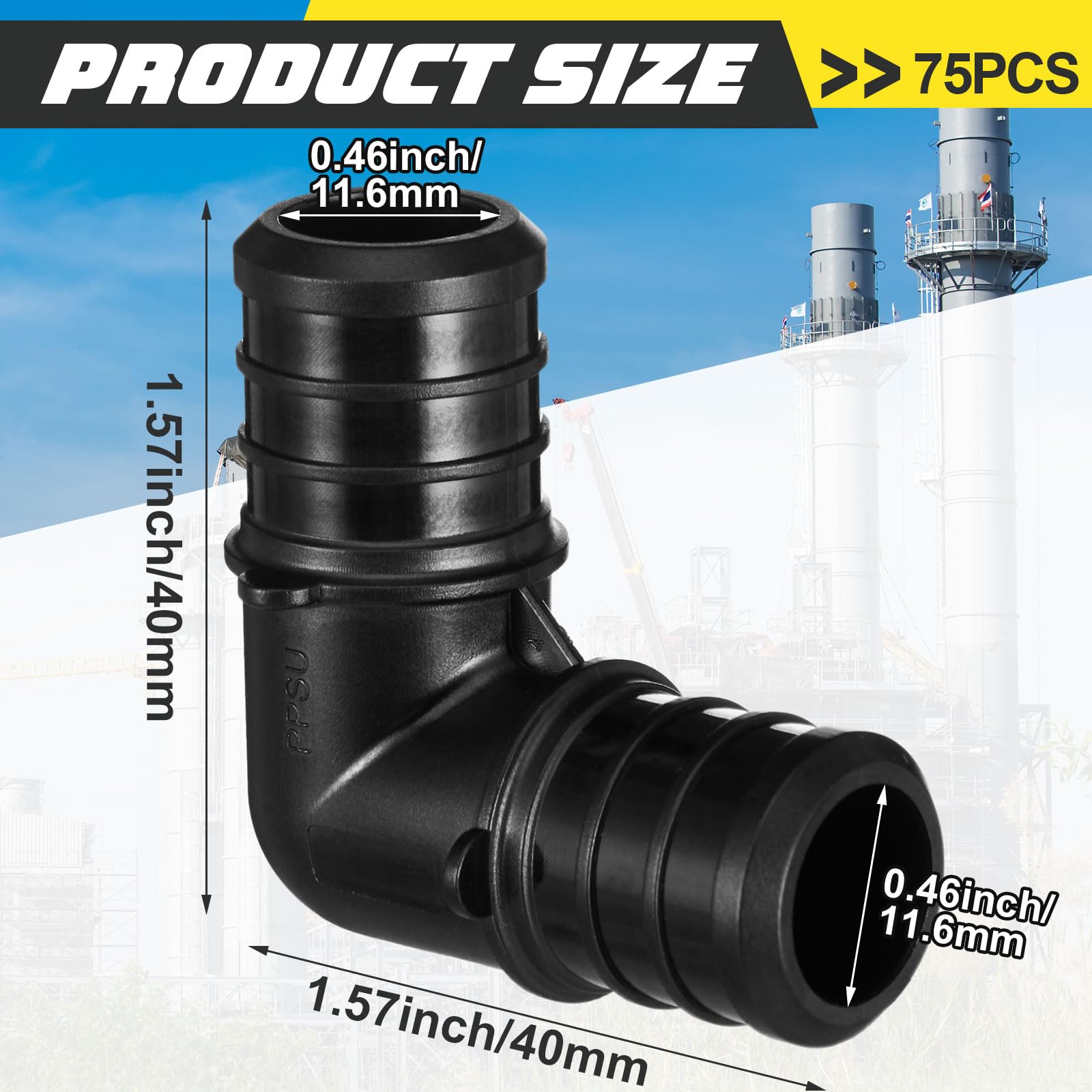 Colingmill 75 piezas de 3/4 pulgadas de codo de 90 grados Pex Ppsu F2159 Pex codo de aleación de polietileno Pex-a accesorios de expansión para tuberías Pex agua potable, calefacción de agua y