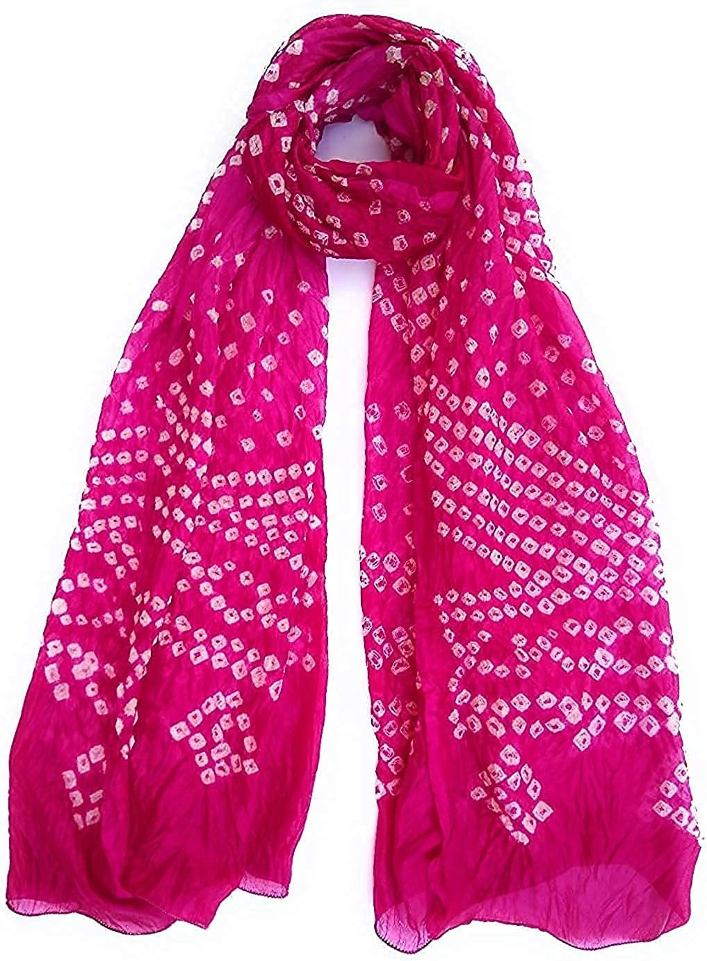 PK HUB Jaipuri Rajasthani Women's Art Silk Bandhej Bandhani Dupattas for Women and Girls, Pink, One size