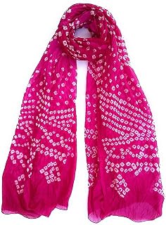 PK HUB Women’s Jaipuri Rajasthani Bandhani Dupatta | Art Silk Bandhej Dupatta with Gota Patti Work & Tassels (Free size) Price In India