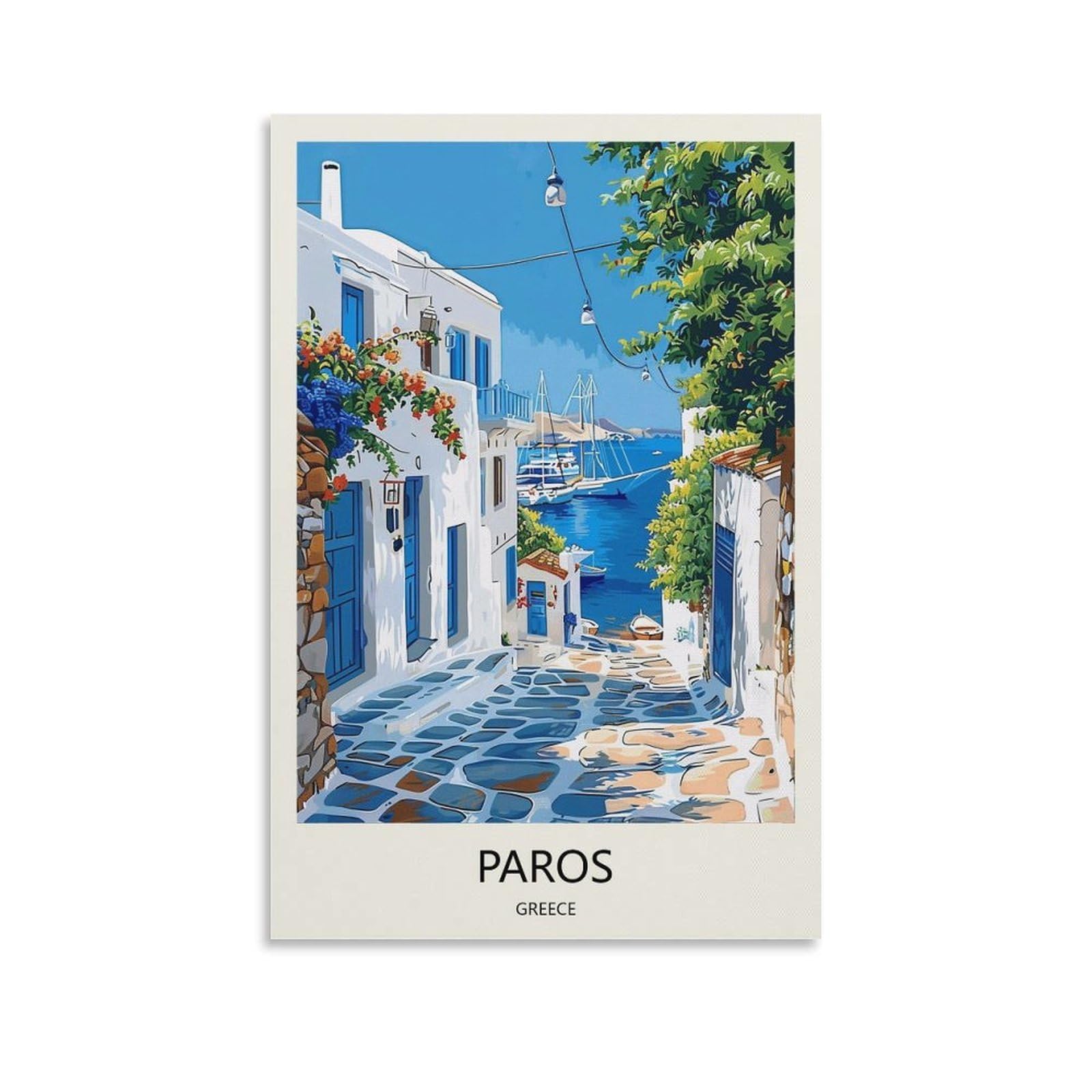 YJNENG Canvas Art Picture Paros Greece Wall Decor Art Painting Posters Modern Family Decorative Poster 16x24inch(40x60cm)