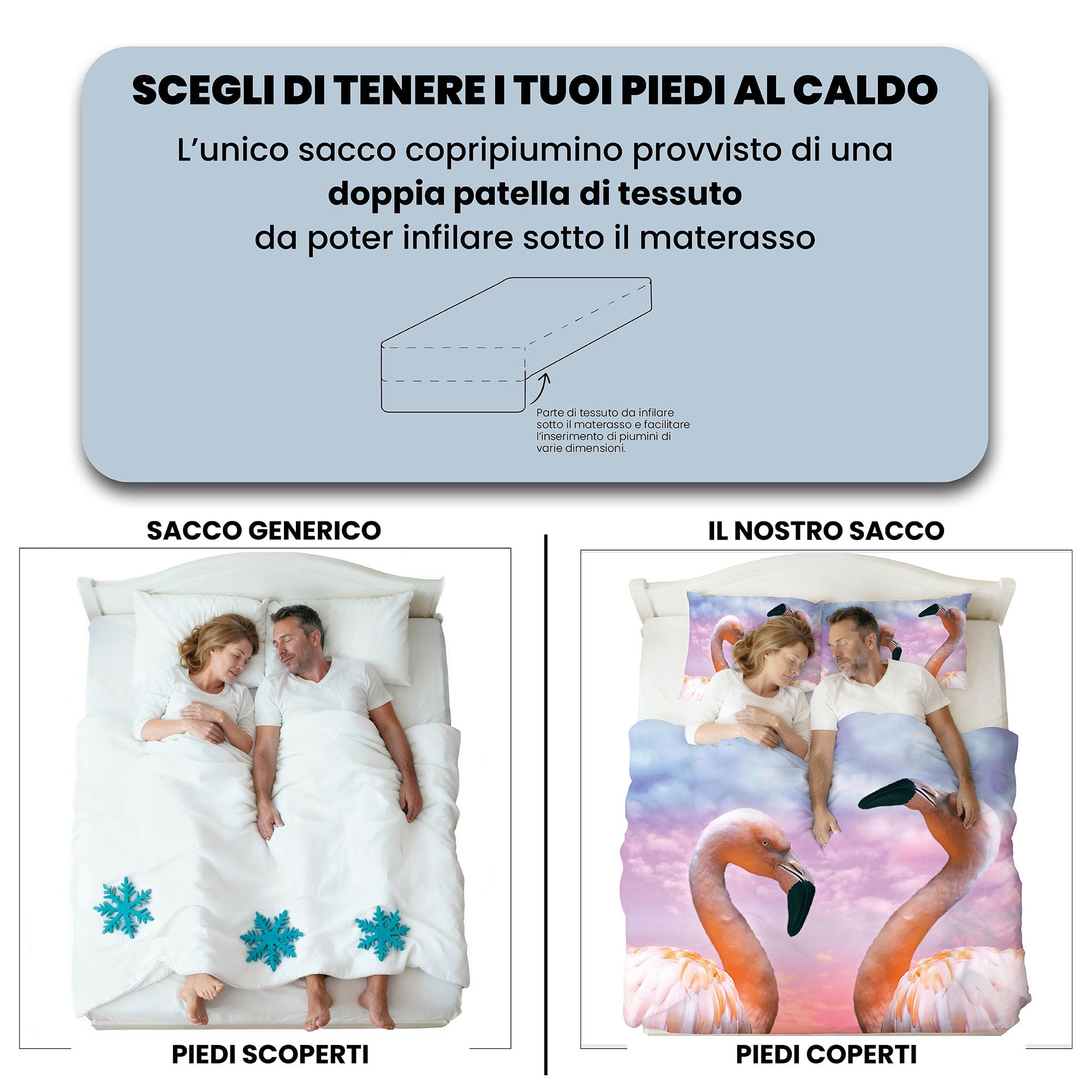 Italian Bed Linen Parure Pokrowiec na kołdrę z mikrofibry z nadrukiem cyfrowym GOODNIGHT, Flamingo, Dwuosobowy