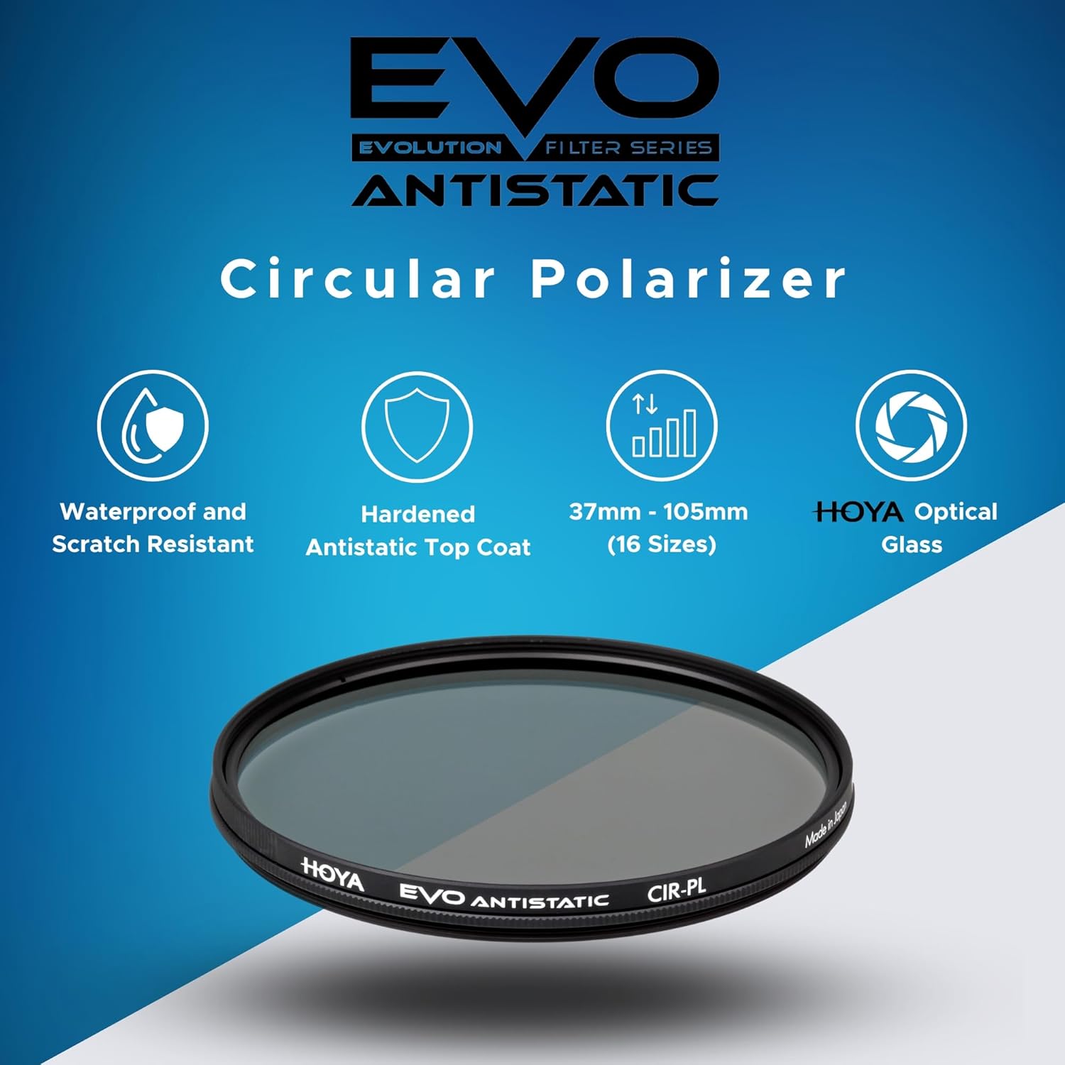 Hoya EVO Antistatic 72mm Polarizing Filter — Premium Optical Glass w/ 16-Layer SMC, 3mm Low-Profile Aluminum Frame - Stain & Scratch Resistant Circular Polarizer to Enhance Clarity & Vibrant Colors