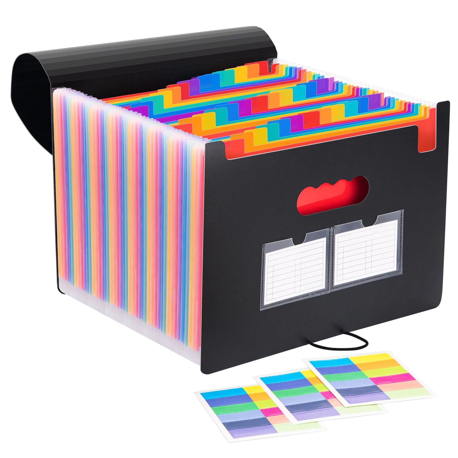 JEFURE Accordion File Organiser A4, 37 Pockets Expanding File Folder, Document Organiser with Sticker Cards, Portable Receipts Paperwork Organiser for Home, Office and School