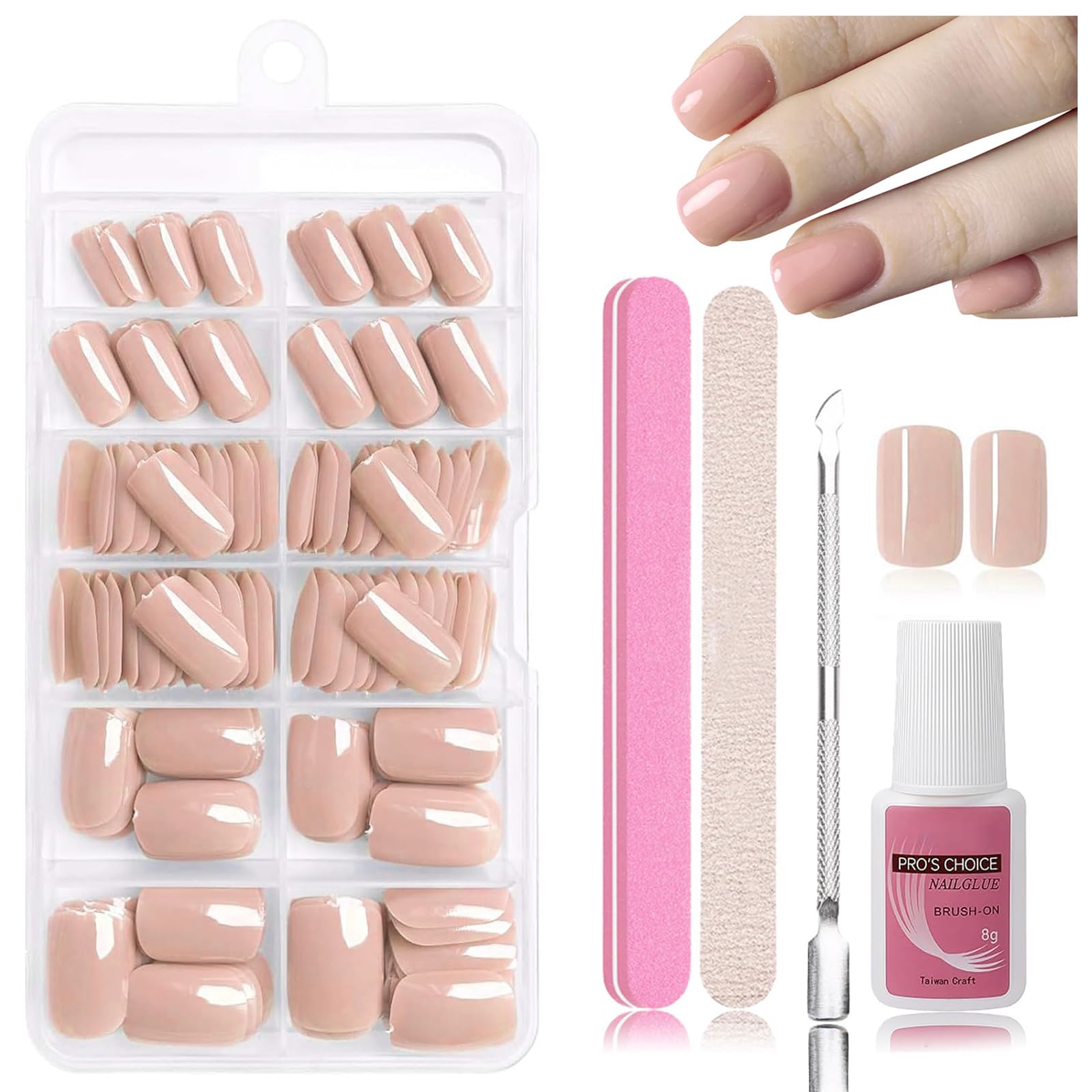 Nymora Press on Nails, 240 unidades de uñas postizas para pegar, puntas de gel suaves, material ABS, incluye pegamento para uñas de 8 ml, lima de uñas, empujador de cutículas, caja de almacenamiento — view 9