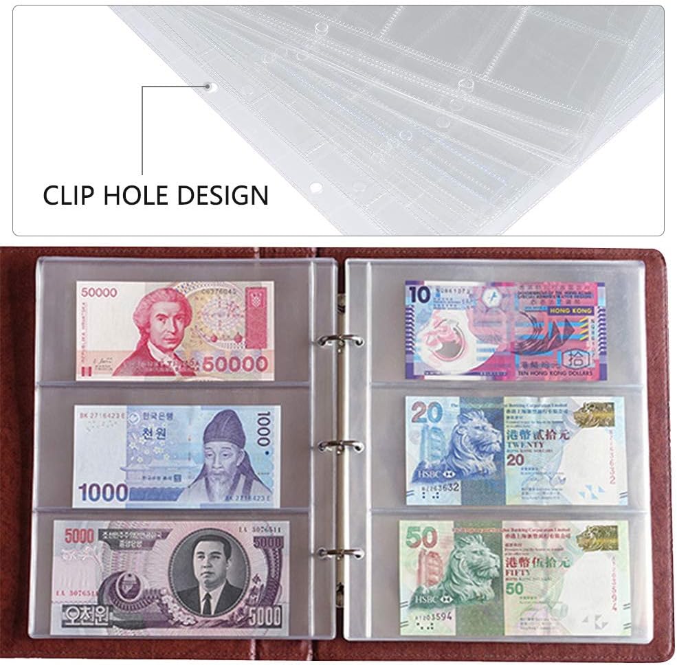 WOWOSS 12 Sheet Coin Pocket Pages Plastic Clear Coin Holders Coin Stamp Collector Binder Sheets Currency Collecting Album Supplies with 3, 4, 20, 30 and 42 Pocket Pages