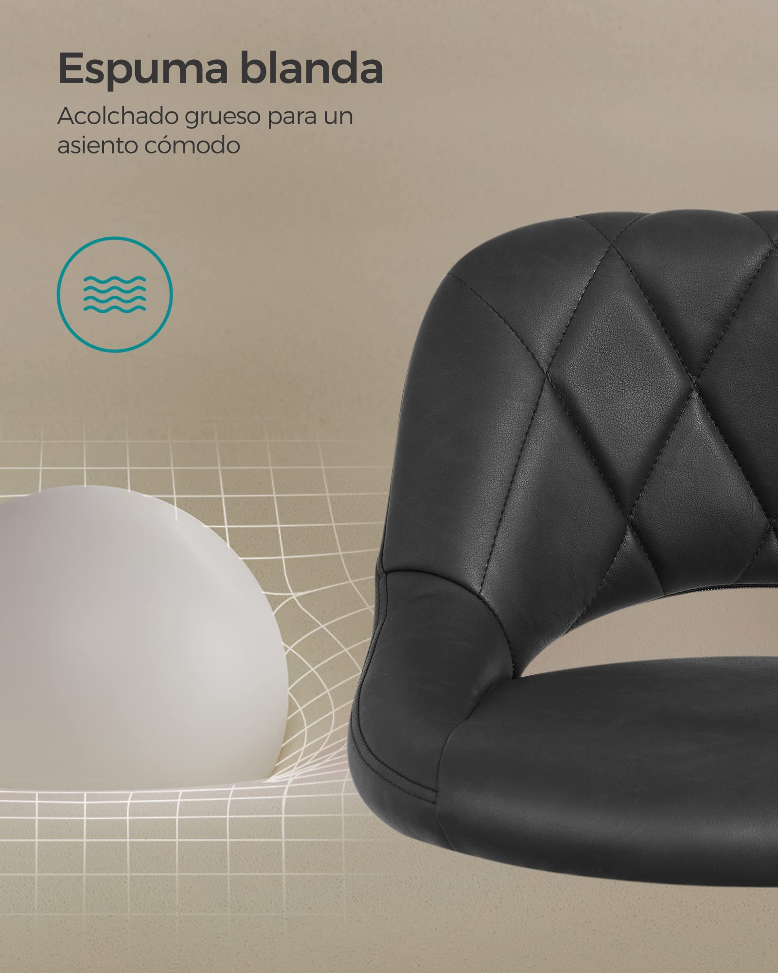 SONGMICS Taburete de Bar, Juego de 2, Sillas de Cocina con Marco de Metal Estable y Cubierta de Cuero Sintético, Reposapiés, Altura de Asiento Ajustable, Fácil Montaje, Vintage, Antracita LJB072B01