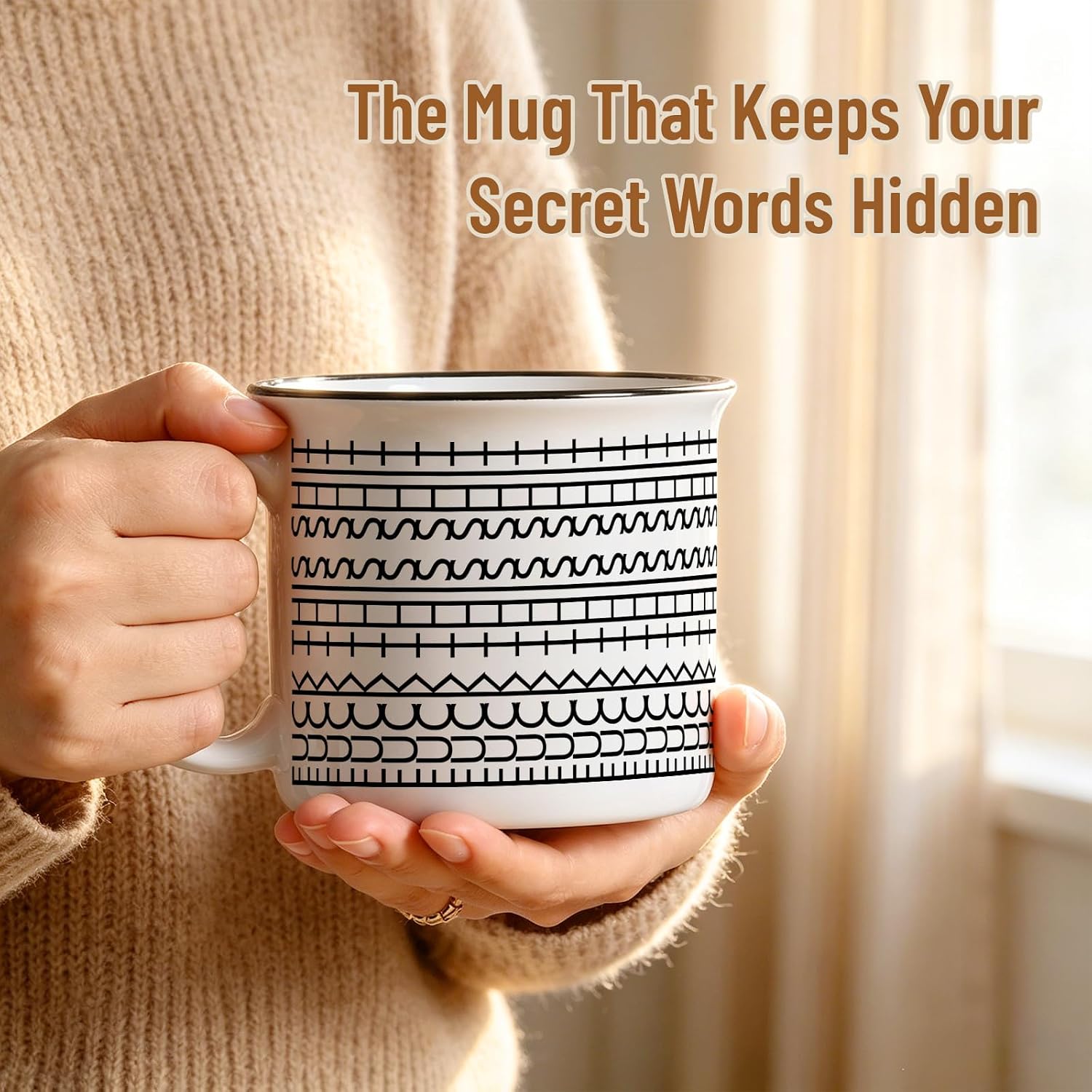 YHRJWN Funny Birthday Gifts for Women, Hidden Message Coffee Mug, 15 Oz Ceramic Sarcastic Novelty Cup, Gag Birthday Gifts for Women, White Elephant, Black