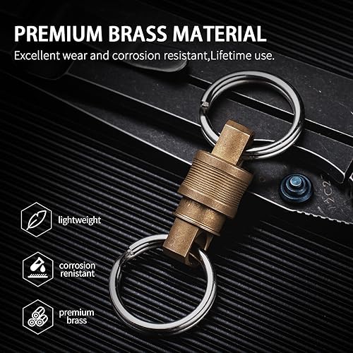 Miniatura 38 de TISUR Llavero giratorio de titanio de liberación rápida, llavero desmontable para llaves de automóvil Llavero desmontable púrpura,1 llavero