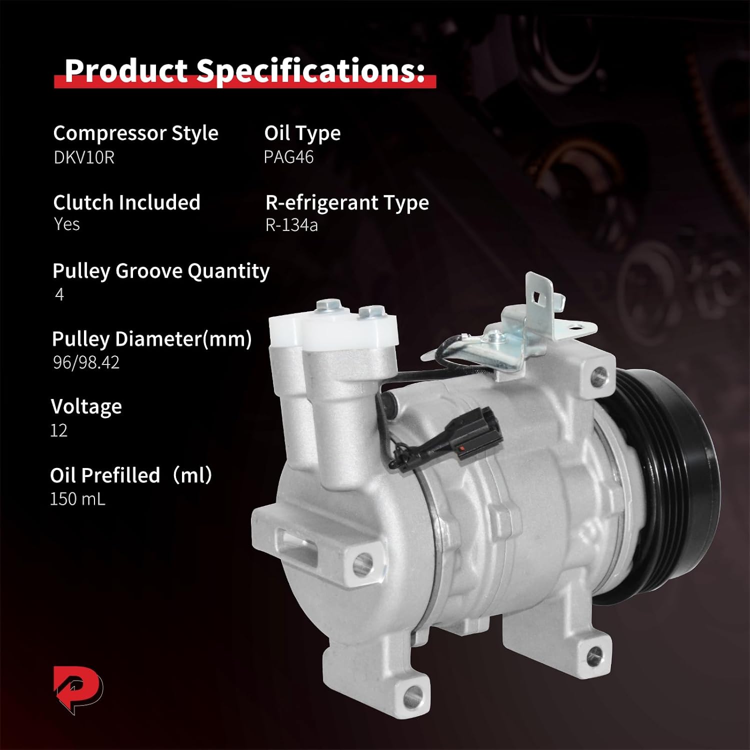 PHOBOOS A/C Compressor with Clutch Compatible with Subaru Forester 2007-2013 2.5L, Forester 2014 2.0L, Impreza 2008-2011 2.0L, Impreza 2008-2014, WRX 2015-2016, WRX STI 2015-2019, Ref.CO11227C