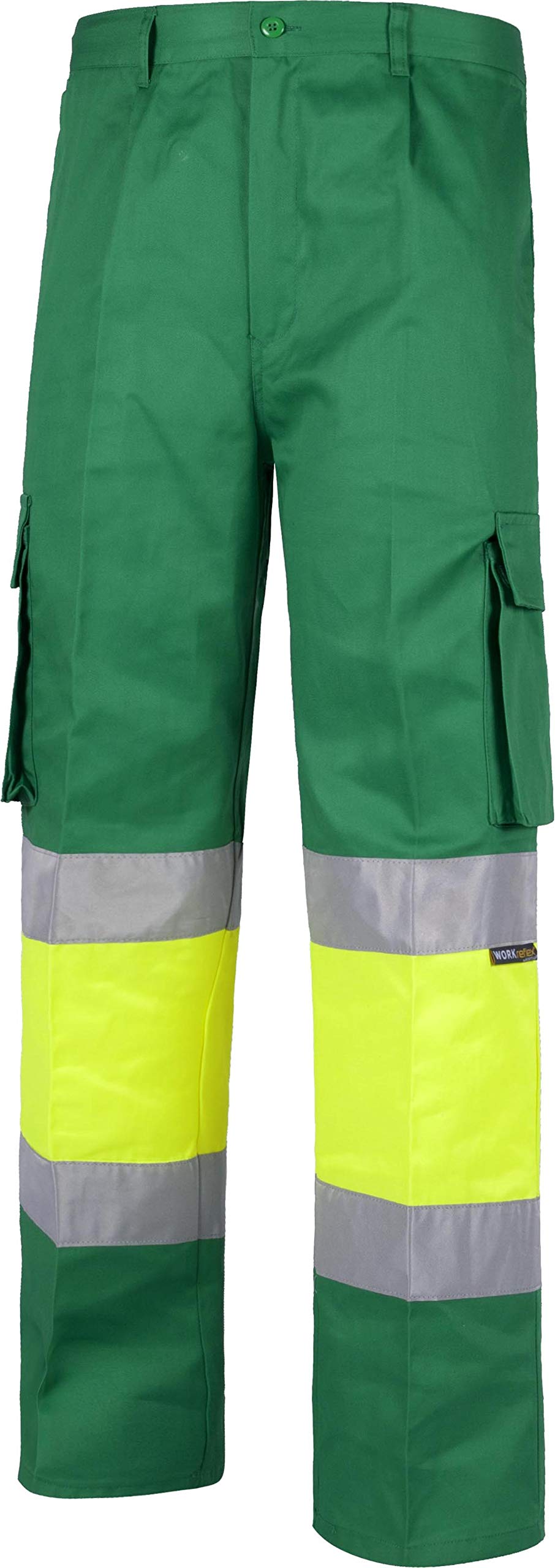 Work Team Teamwork WorkTeam Pantalón con 2 Cintas de Alta Visibilidad y Reflectante, Refuerzos y Multibolsillos. EN471. Unisex