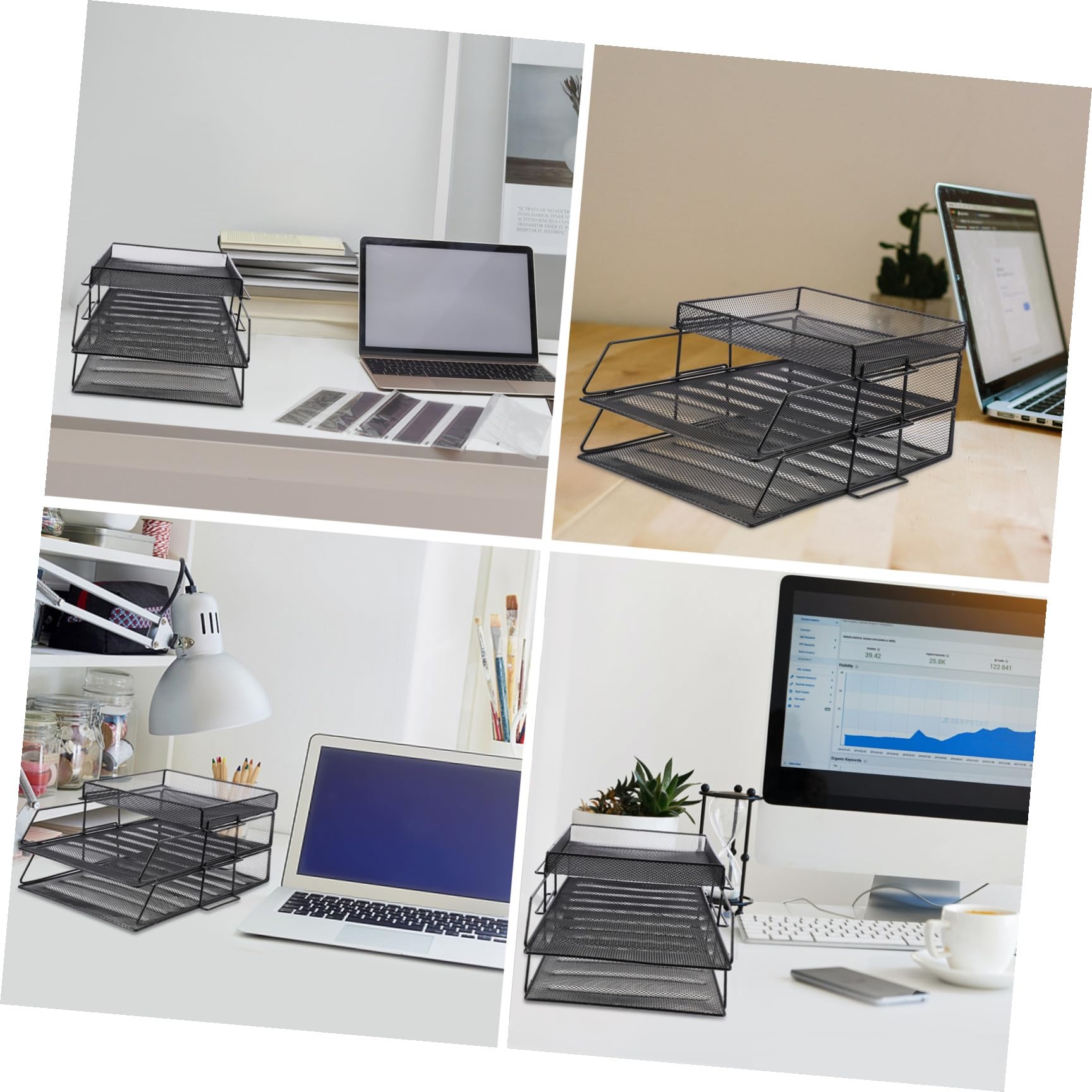 GLEAVI Organisateur de Documents de Fichiers, Plateau de Classement Multicouches en Métal Noir Design en Maille Creuse, Améliore L'efficacité Travail pour Bureau