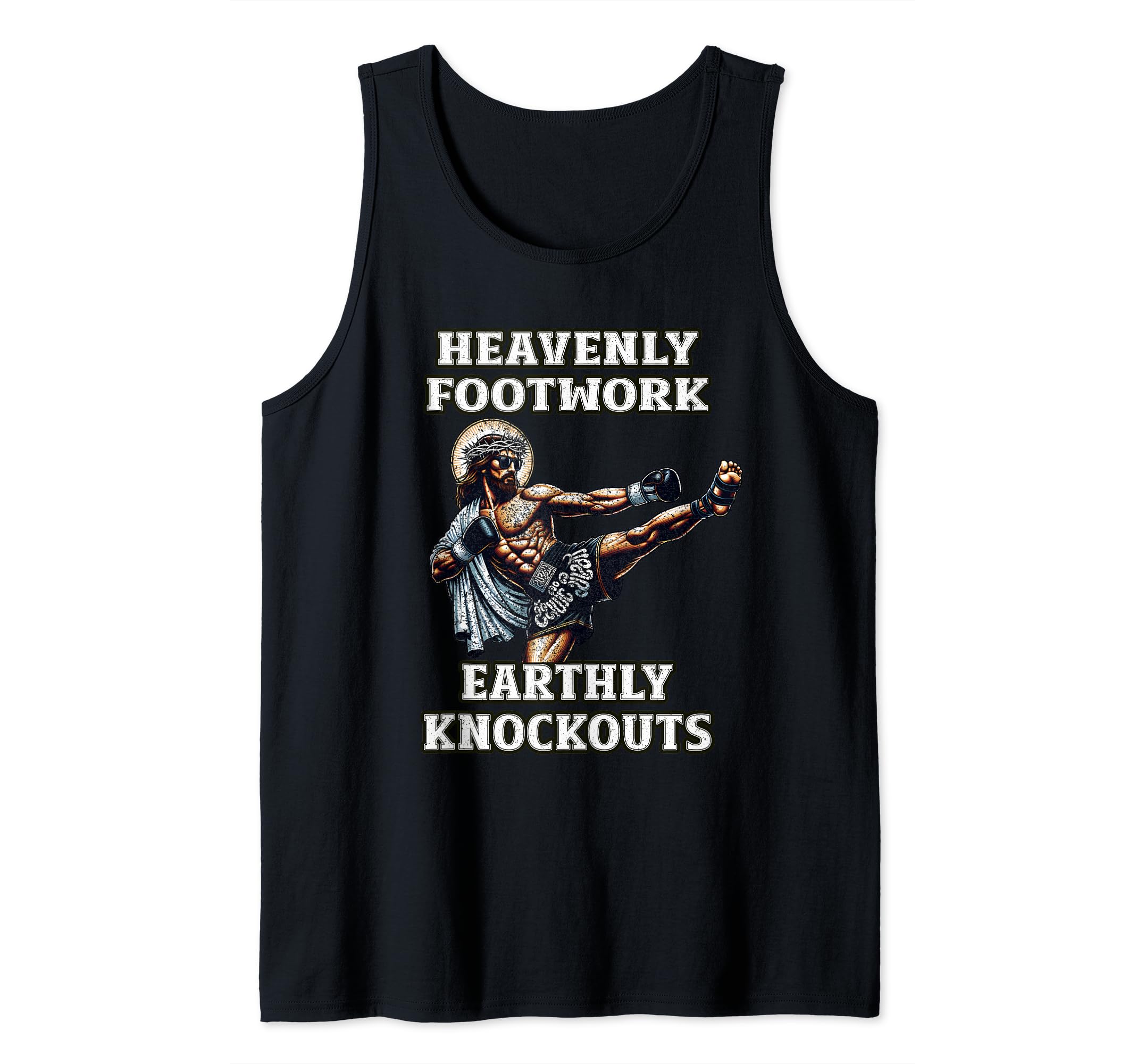Funny Muay Thai Lord Jesus Kickboxing Christian Tank Top