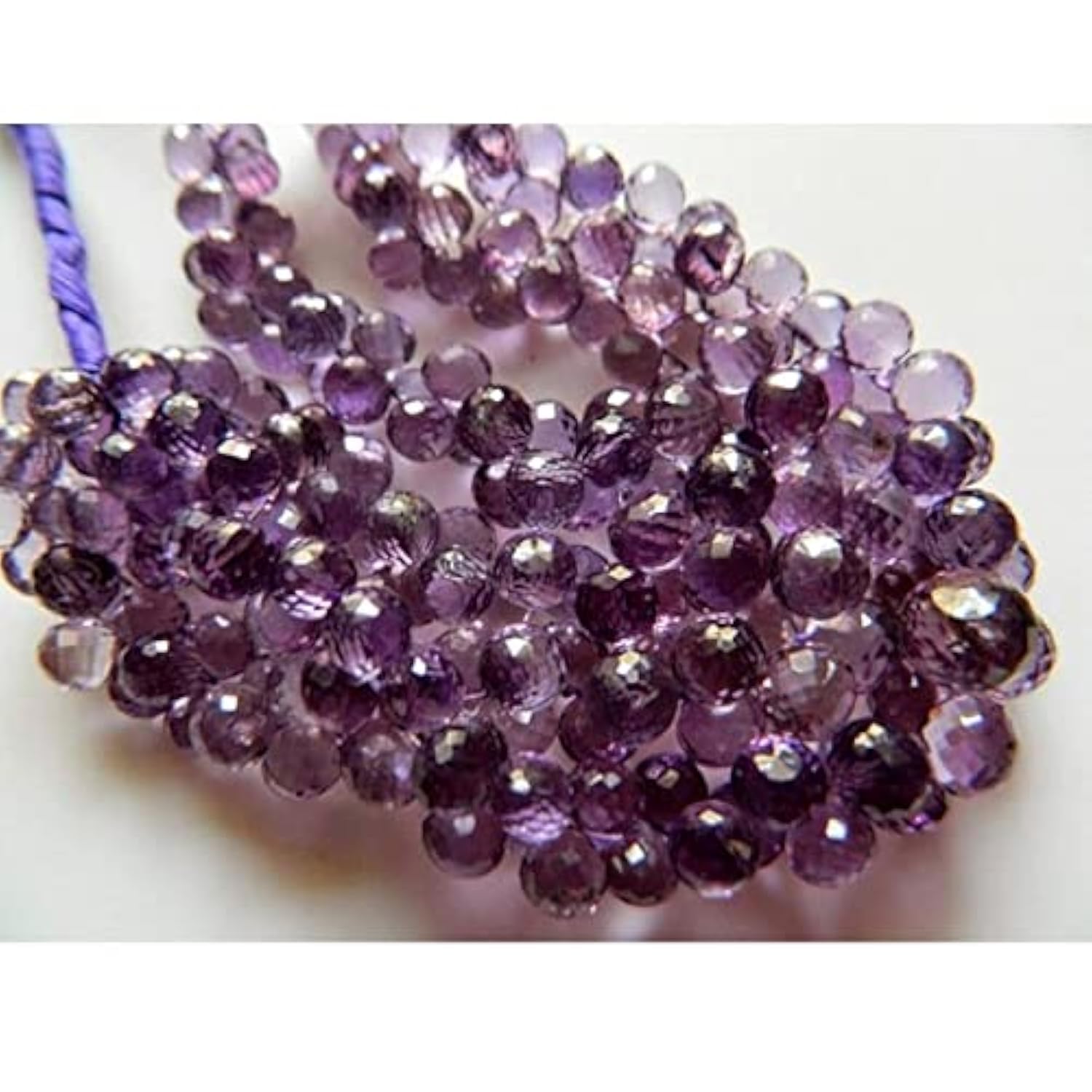 Améthyste briolette perle facettée en oignon 5mm-8mm pour enfilage et création