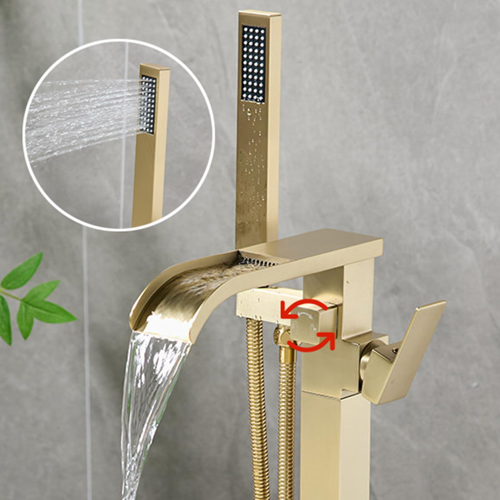 BiaoTeng Grifo Bañera de Pie y Ducha Oro Cepillado Laton