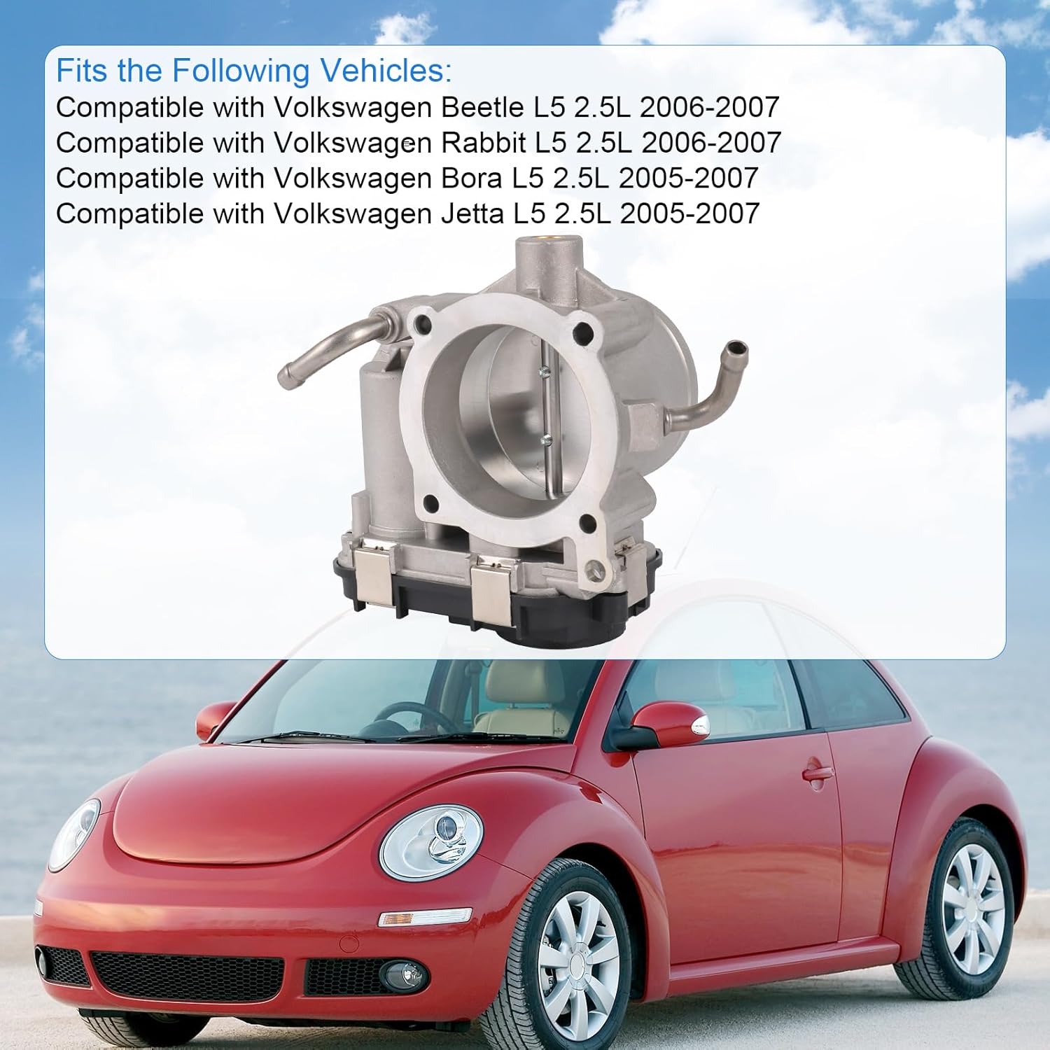 Electronic Throttle Body Compatible with Volkswagen Beetle Rabbit 2006-2007, Bora Jetta 2005-2007 L5 2.5L Replaces# 67-4013 07K133062B