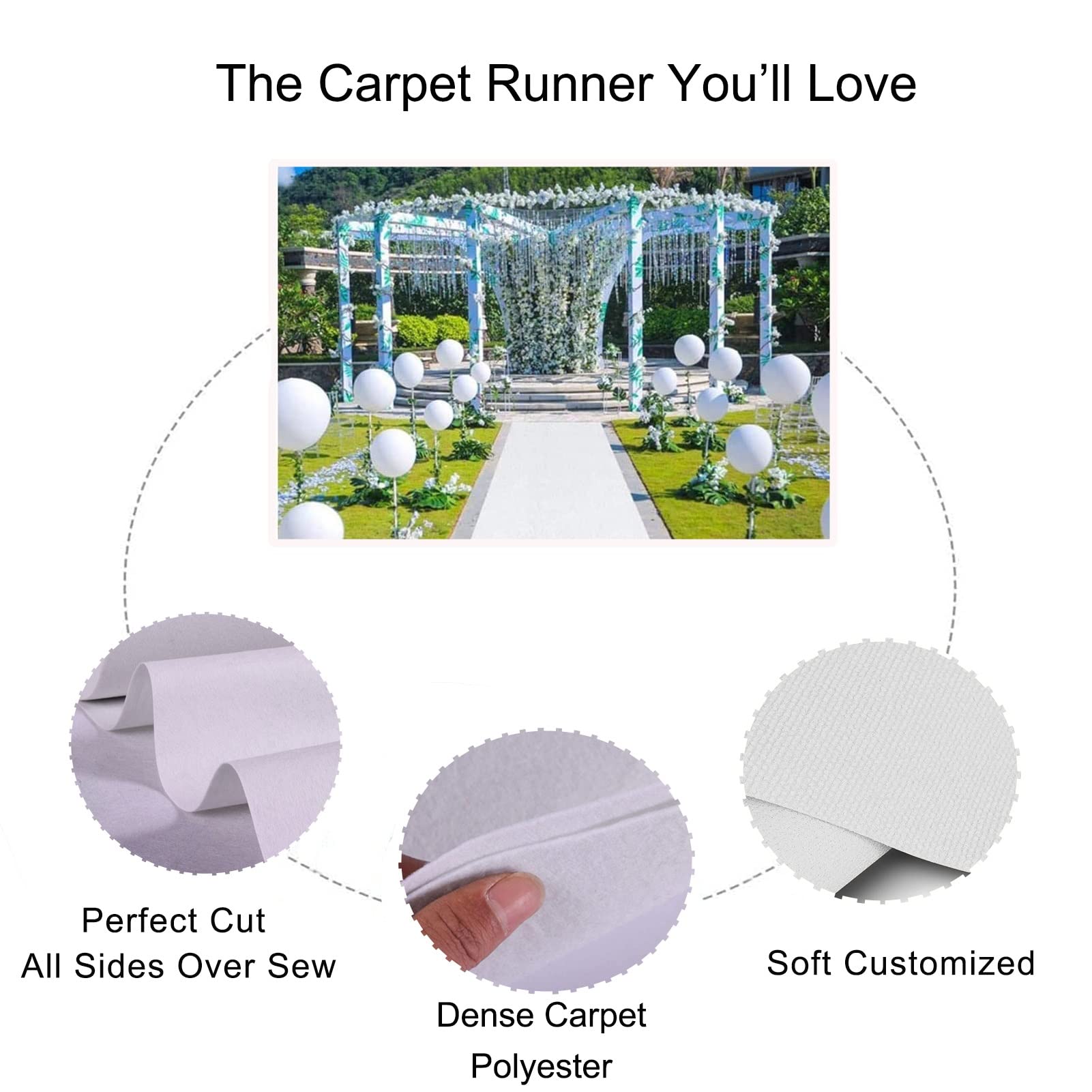 10m 20m 30m Hochzeitsteppich Gangläufer Weiß Laufsteg Teppich Läufer Teppich 2mm Dicke Event Braut Gehweg Läufer Rolle für Hochzeit Kirche Party, Zuschneidbar (Size : 1x50m)