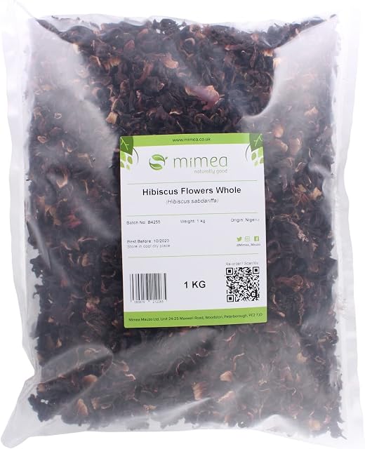 Hibiscus Flowers Whole Dried from Mimea - Ideal for Tea or Distilling 1kg
