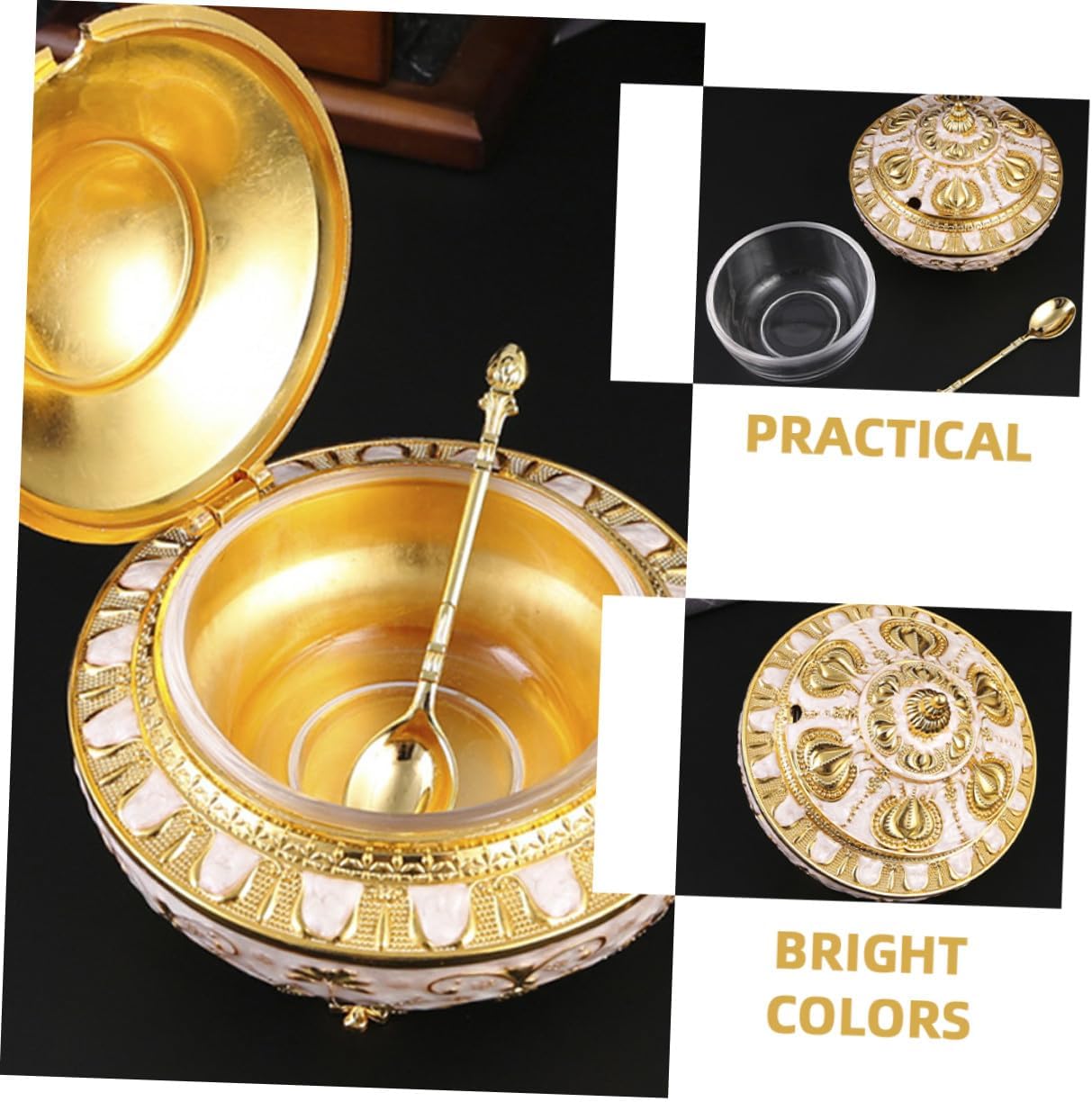 Healifty Tulip Clamshell Condiment Jar Large Kitchen Spice Storage Pot Multi-function Household Seasoning Container for Countertop Use