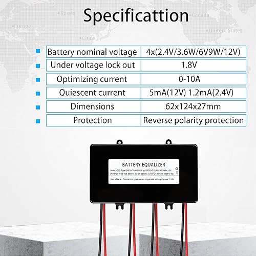 Miniatura 4 de Ecualizador de batería 48V, equilibrador de voltaje para 96V y cualquier sistema N×48V, LiFePO4Lead AcidLithiumGelSLANi-CdNi-MH (HA02)