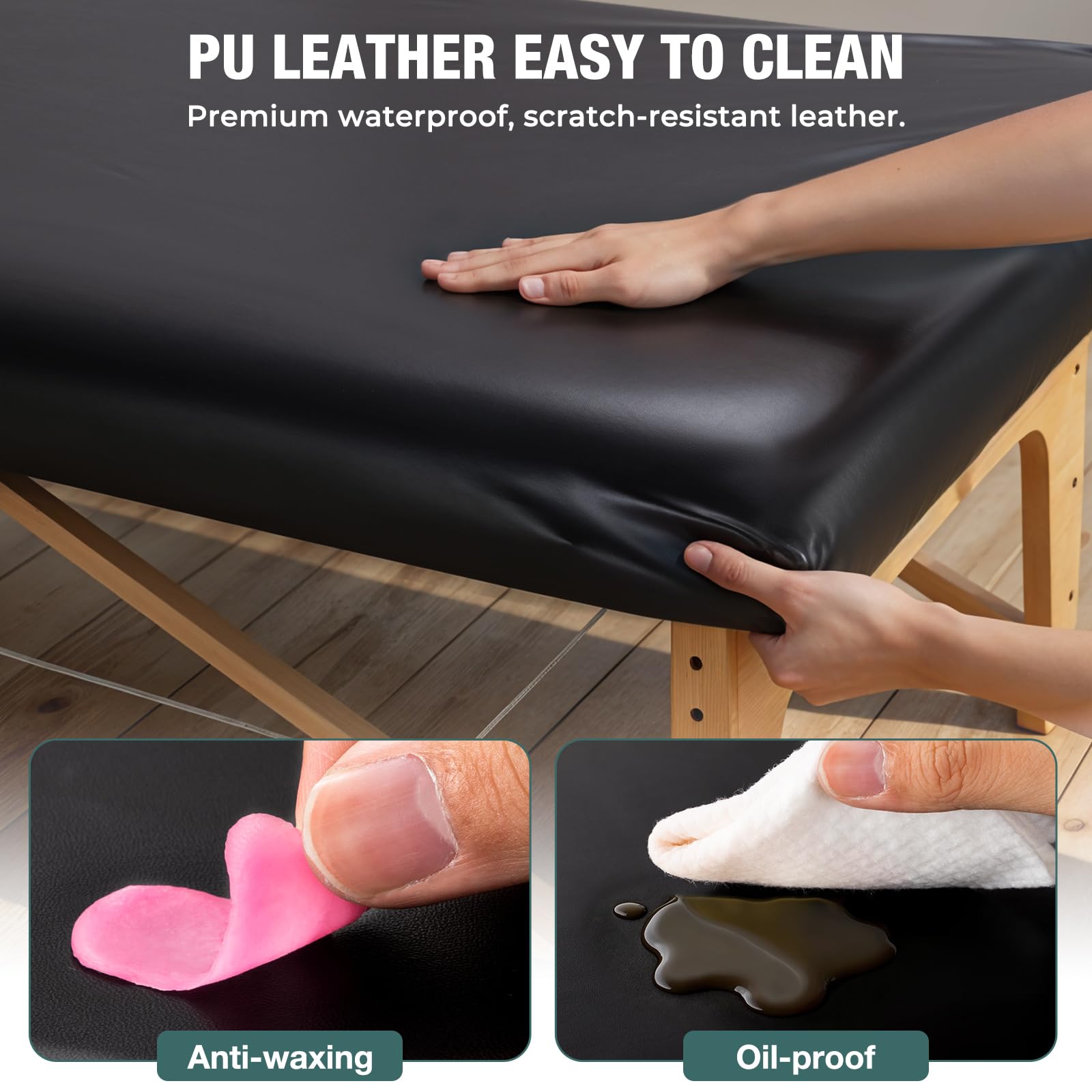 Housse en PU résistante à l huile pour tables de massage L: 79-84 x 185 cm Housse en PU résistante à l huile pour tables de massage L: 79-84 x 185 cm