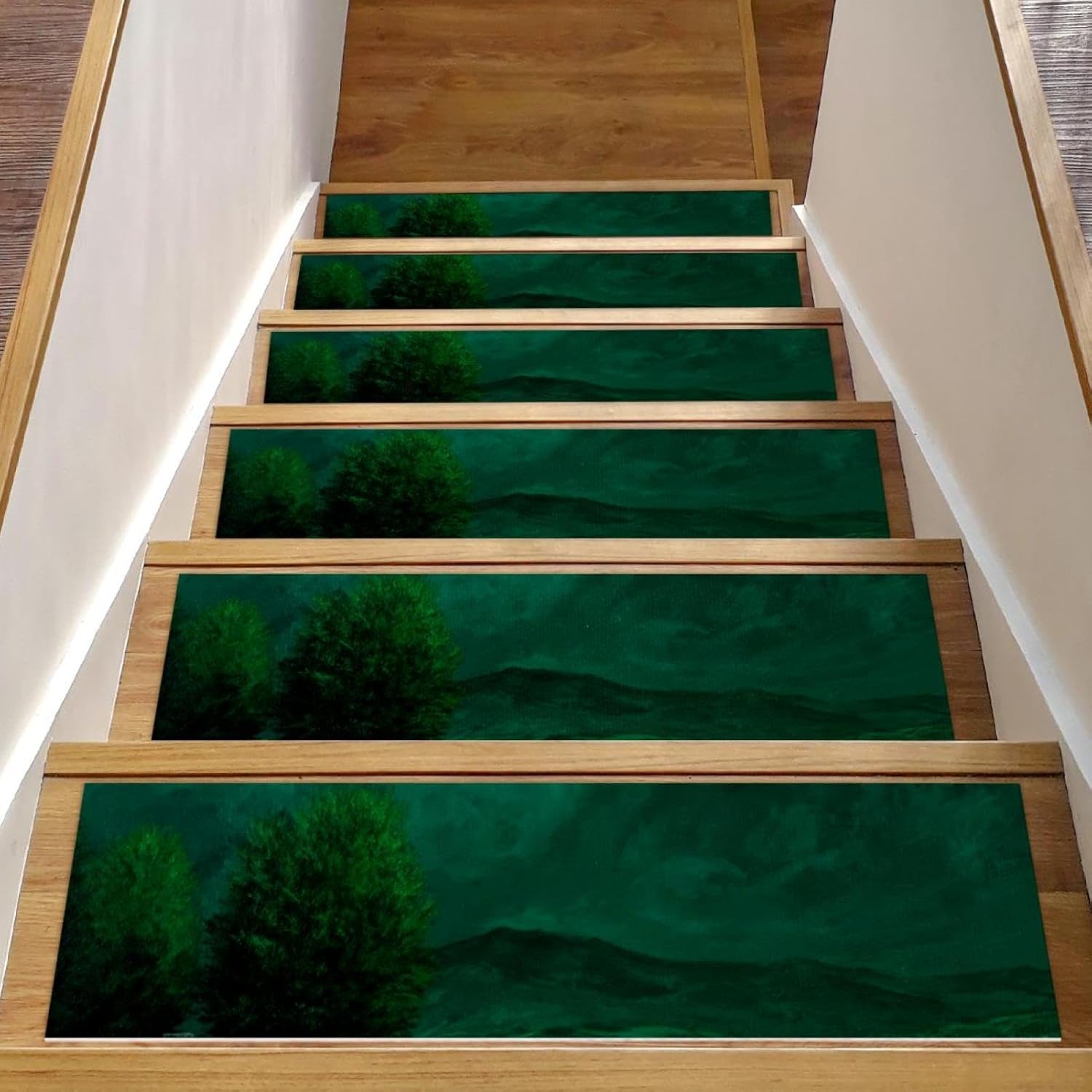 Green Carpet Stair Treads for Wooden Steps Indoor, 15 Pack Slip Resistant Stair Rug Staircase Step Treads Pads for Pet, Kids and Elderly