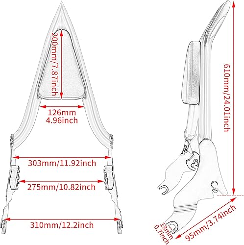 Vista 17 de Respaldo de pasajero desmontable de una pieza con almohadilla acolchada para Harley Touring Road King Street Glide Road Glide Electra Glide Ultra