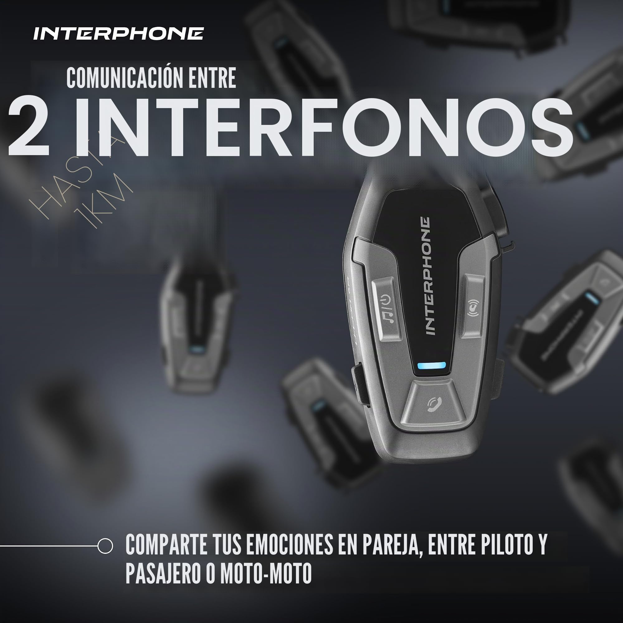 Interphone U-COM 6R – Intercomunicador Moto Individual con Kit para Segundo Casco, Comunicación Bluetooth 5.1 hasta 1 km para GPS y Llamadas, Batería 15h, Resistente al Agua IP67