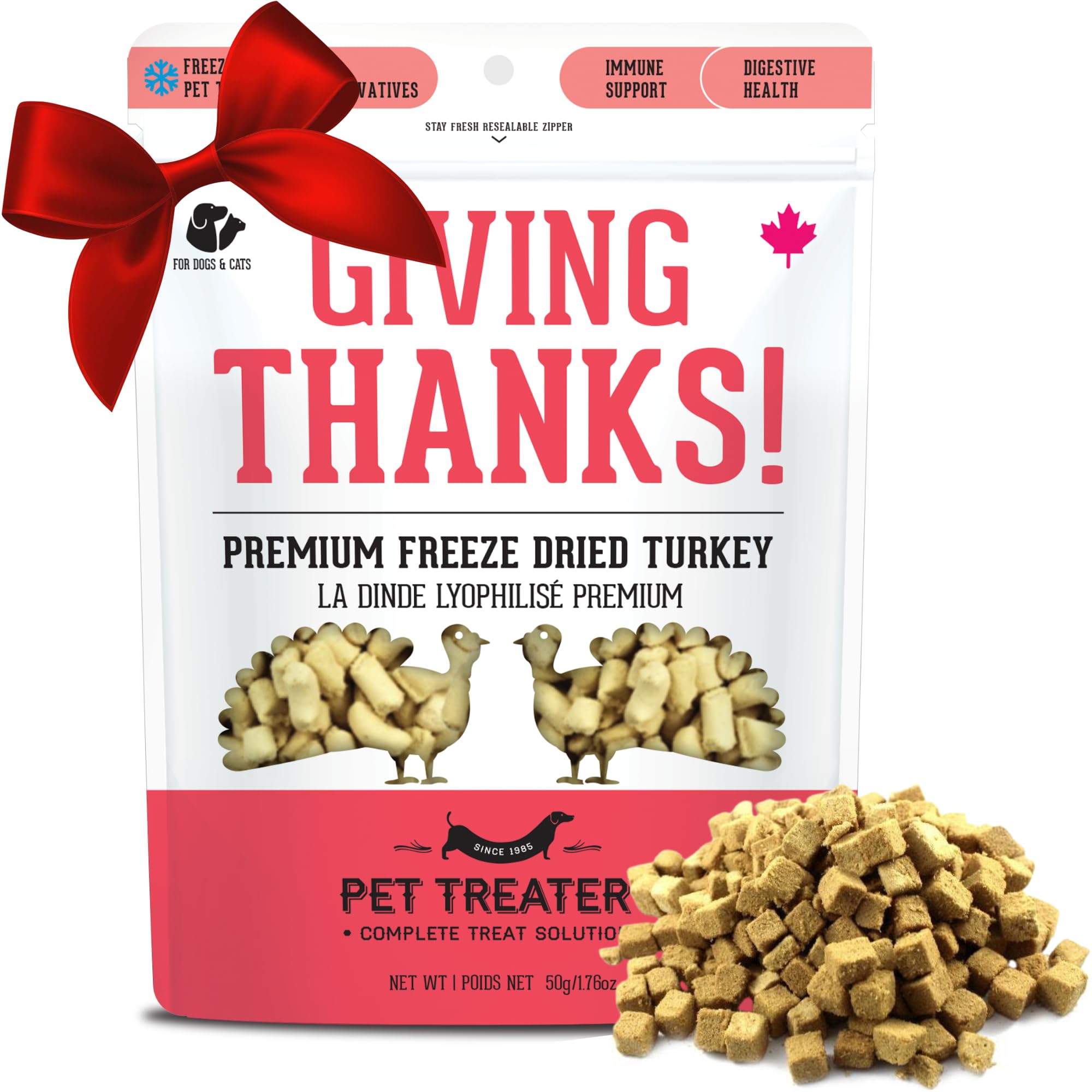 The Granville Island Pet Treatery Freeze Dried Turkey Treats for Dogs & Cats (50g, Pack of 1) - Single Ingredient Flash Frozen to Maintain Nutrients Vitamins and Healthy Oils Made in Canada