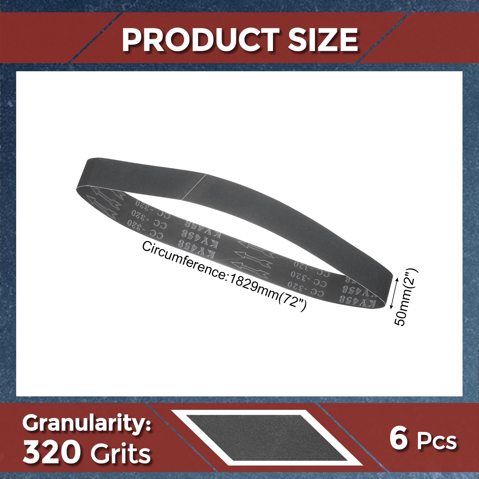 Kozelo 5 Pack Sanding Belts 50mm x 1829mm 320 Grit Silicon Carbide Abrasive Belt Sander Paper for Belt Sander Metal Grinding Wood Working Weld Rust Removal - Image 2