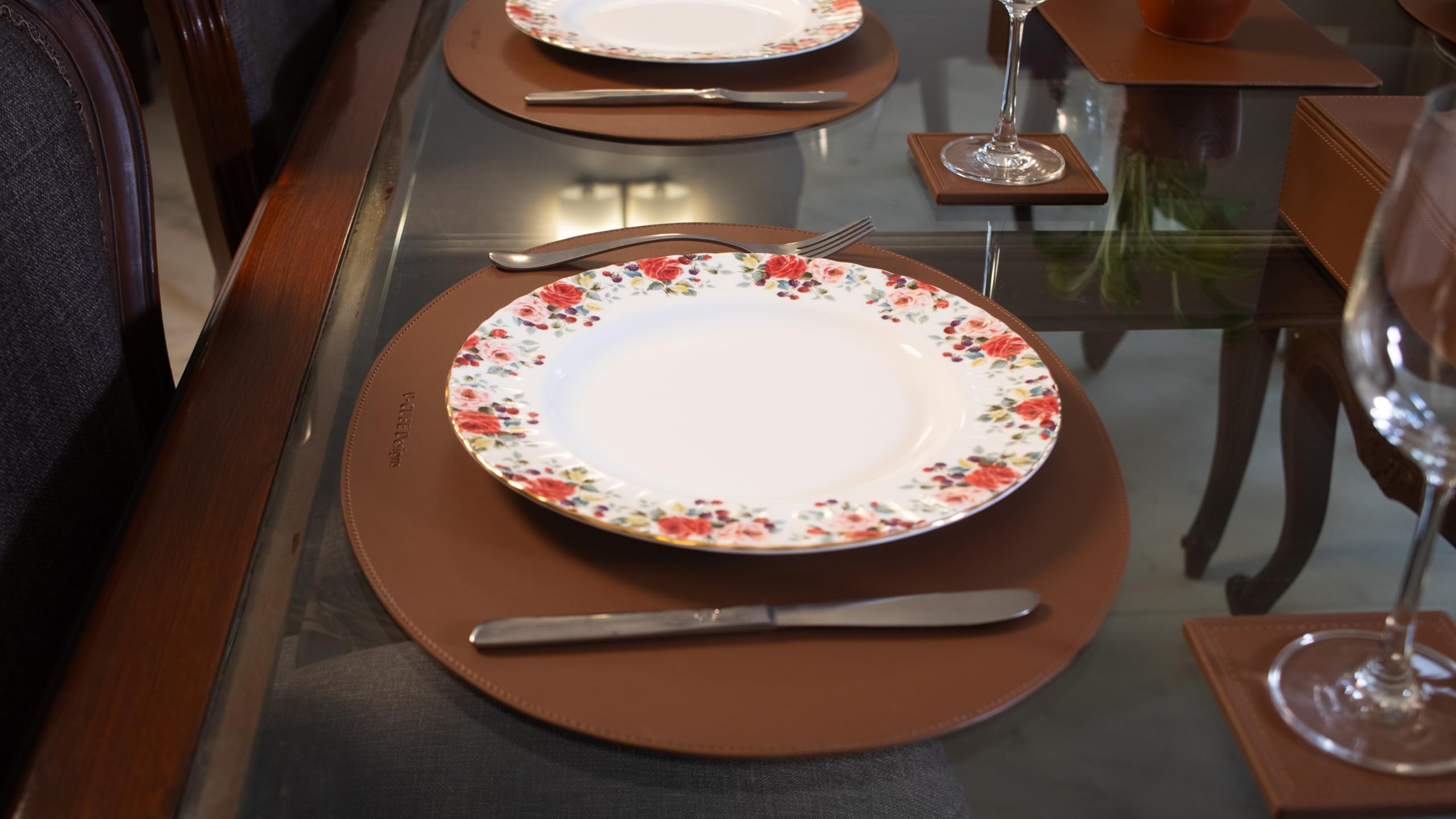 Vegan Leather Placemats - Set of 6 -4 Vegan Leather Placemats - Set of 6 -4