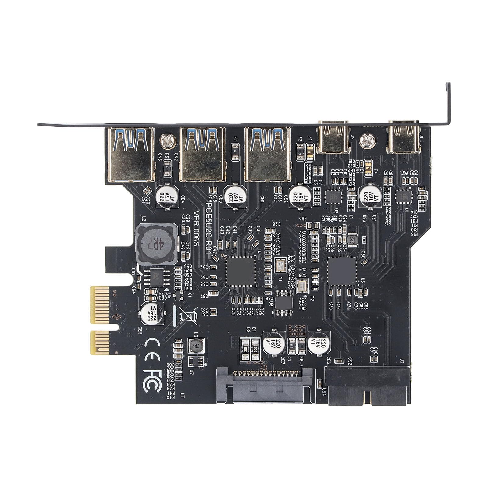 Carte PCIe vers USB 3.2 Gen 2 20 Gbit/s, 5 Ports (3 Type A, 2 Type C), Carte D'extension PCI Express pour Linux et PC OS X