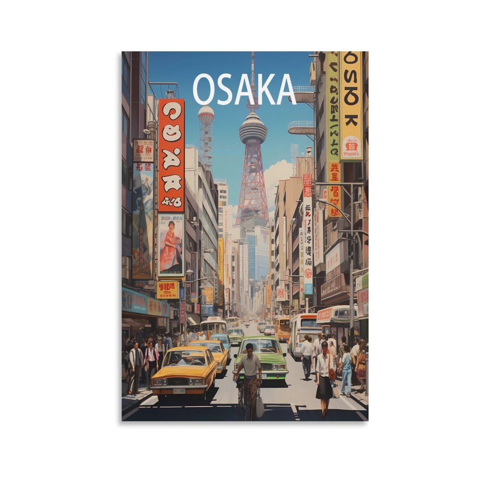 Puplum Unframe-Style Osaka Japan Street Vintage Travel Poster Landscape 08X12inch(20X30cm) Canvas Wall Art Posters For Living Room Decor Paintings For Home Decor