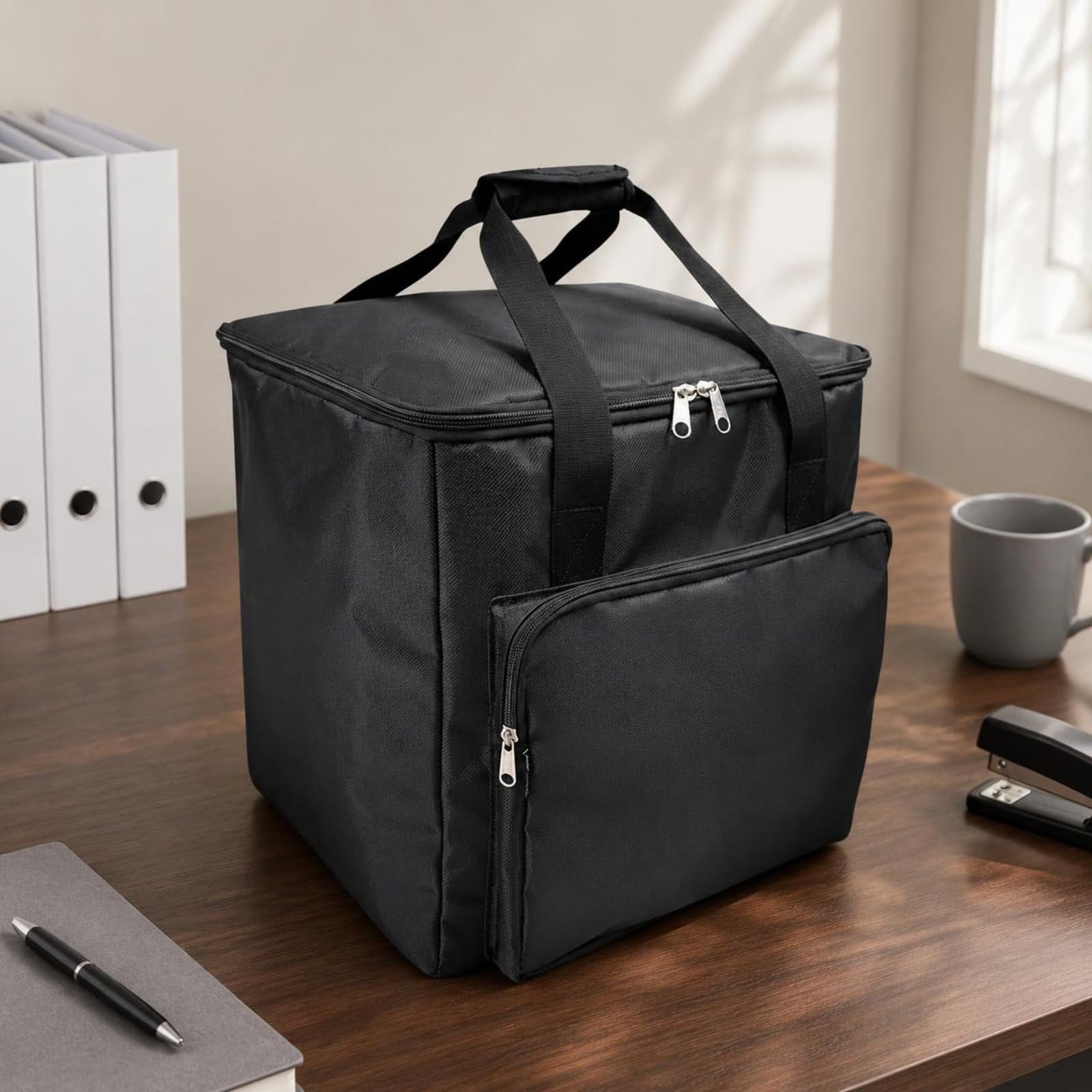 Bolsa con Asas Personalizable Bolsa Acolchada Negra Portable para Contables