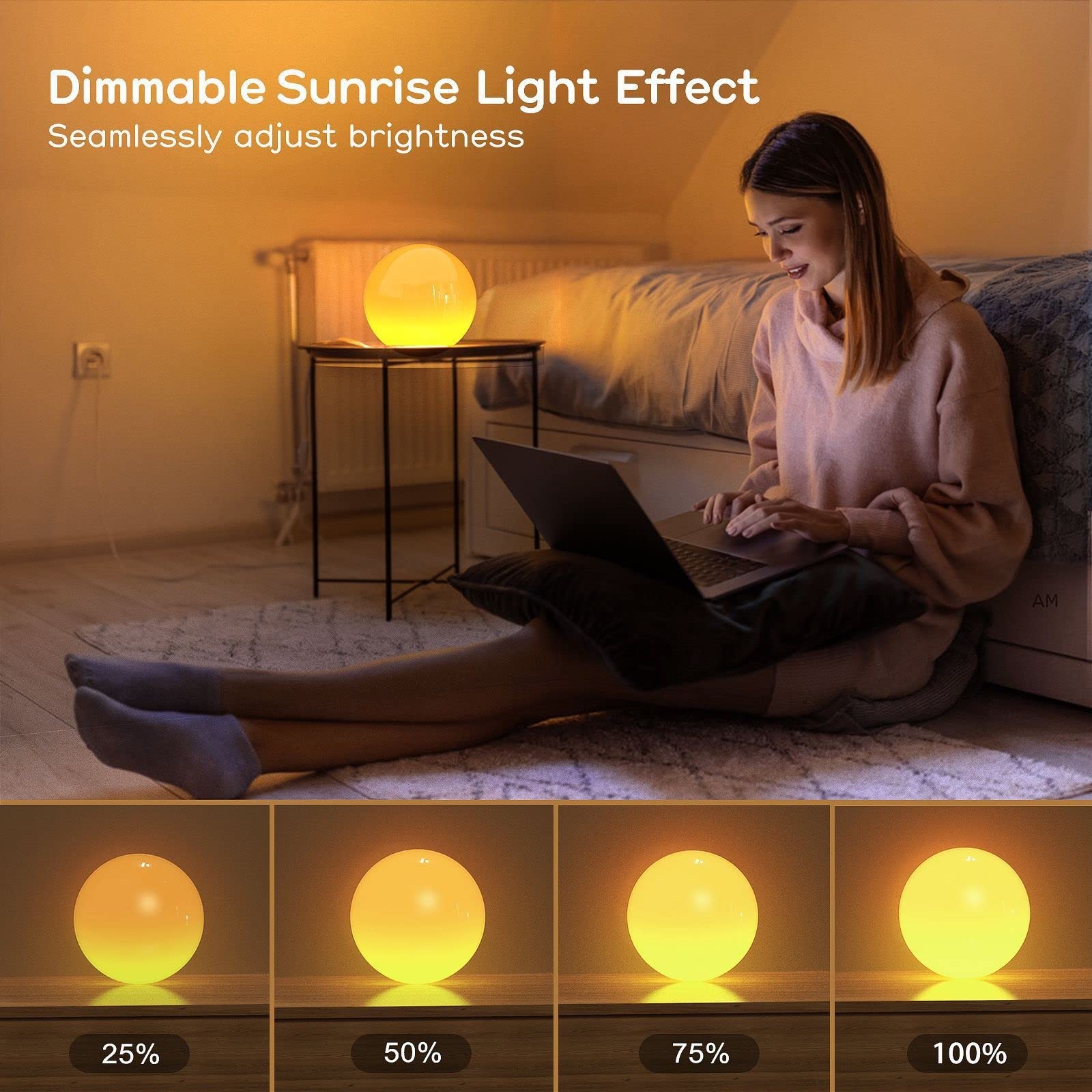 Luce Ambientale LED WiFi Smart - Controllo App, sincronizzazione con Musica, Controllo vocale, Funzione di temporizzazione, Lampada da Comodino, Luce d'atmosfera per Tavolo da Pranzo