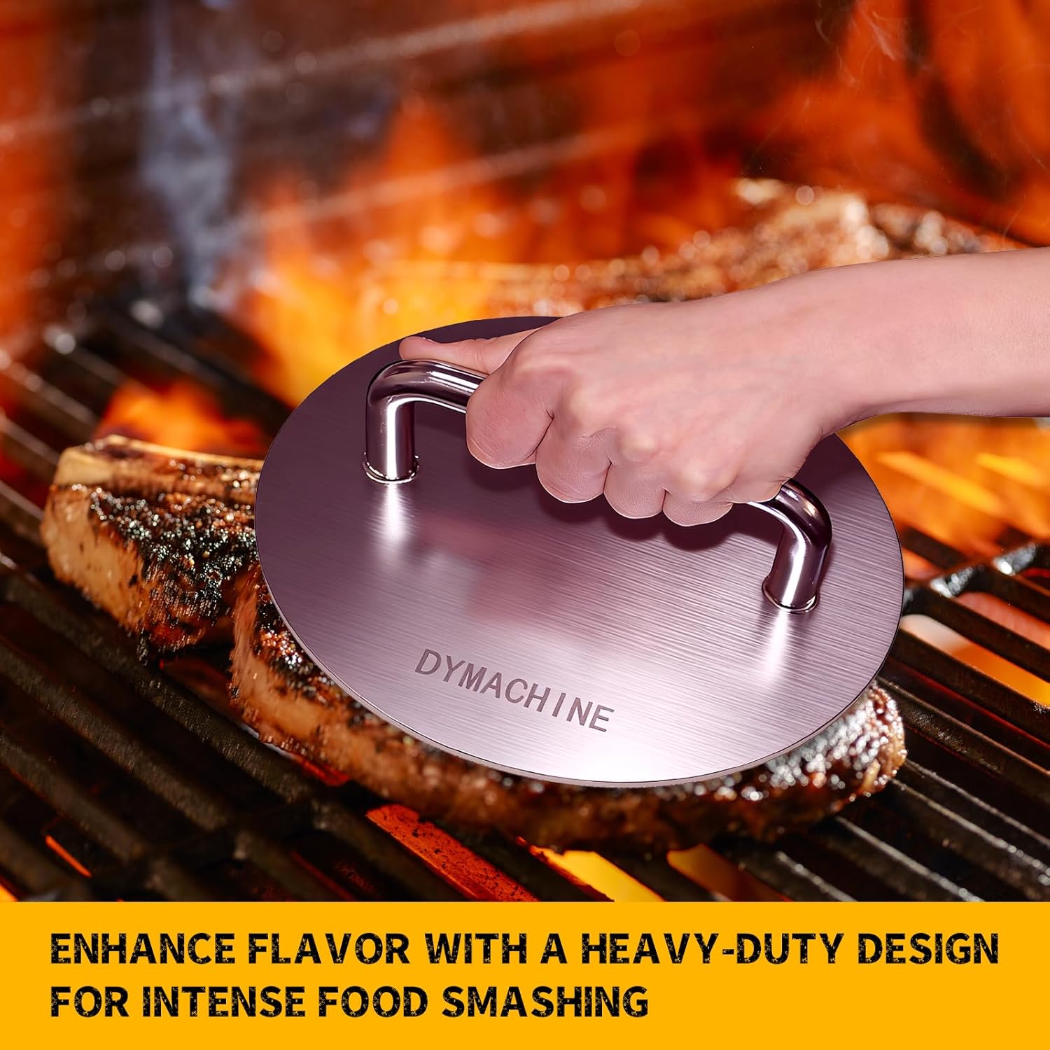 Smash Burger Press,7 Inch Stainless Steel Hamburger Press,2.5mm Thick Heavy Duty Non-Stick Smooth Smasher,Round Grill Weight Press, Griddle Press Kitchen Stuff,For Cooking Beef Bacon Steak