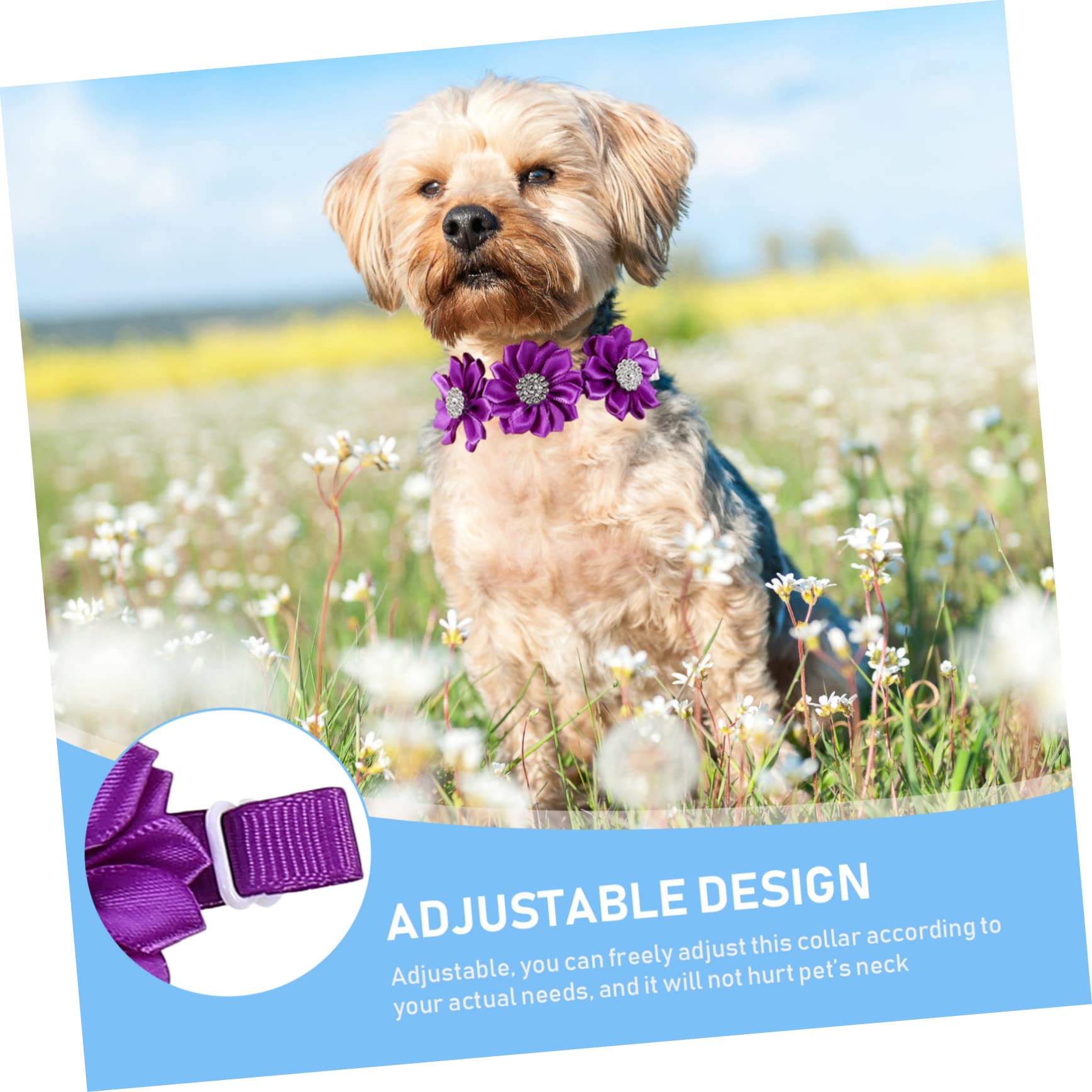 INOOMP 36stücke Hundeschleifen Blumenhalsband Mit Strass Für Haustiere Verstellbar Und Atmungsaktiv Kostümaccessoires Für Hunde Und Katzen Für Hochzeiten Und Besondere Anlässe