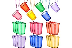 24-Piece Beaded Necklace with Shot Glass Pendants for Bachelorette Party Festivities