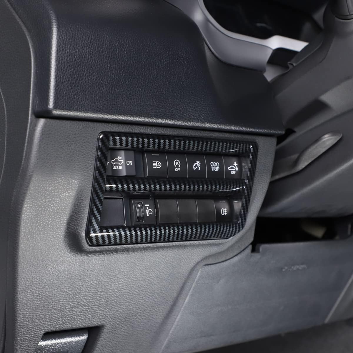Fit for Tundra 2022 2023 ABS Car Headlight Switch Adjustment Button Trim Frame Interior Accessories (Carbon Fiber)