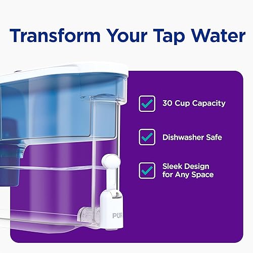 Miniatura 2 de PUR Dispensador de jarra con filtro de agua clásico, 30 tazas, transparente Blanco