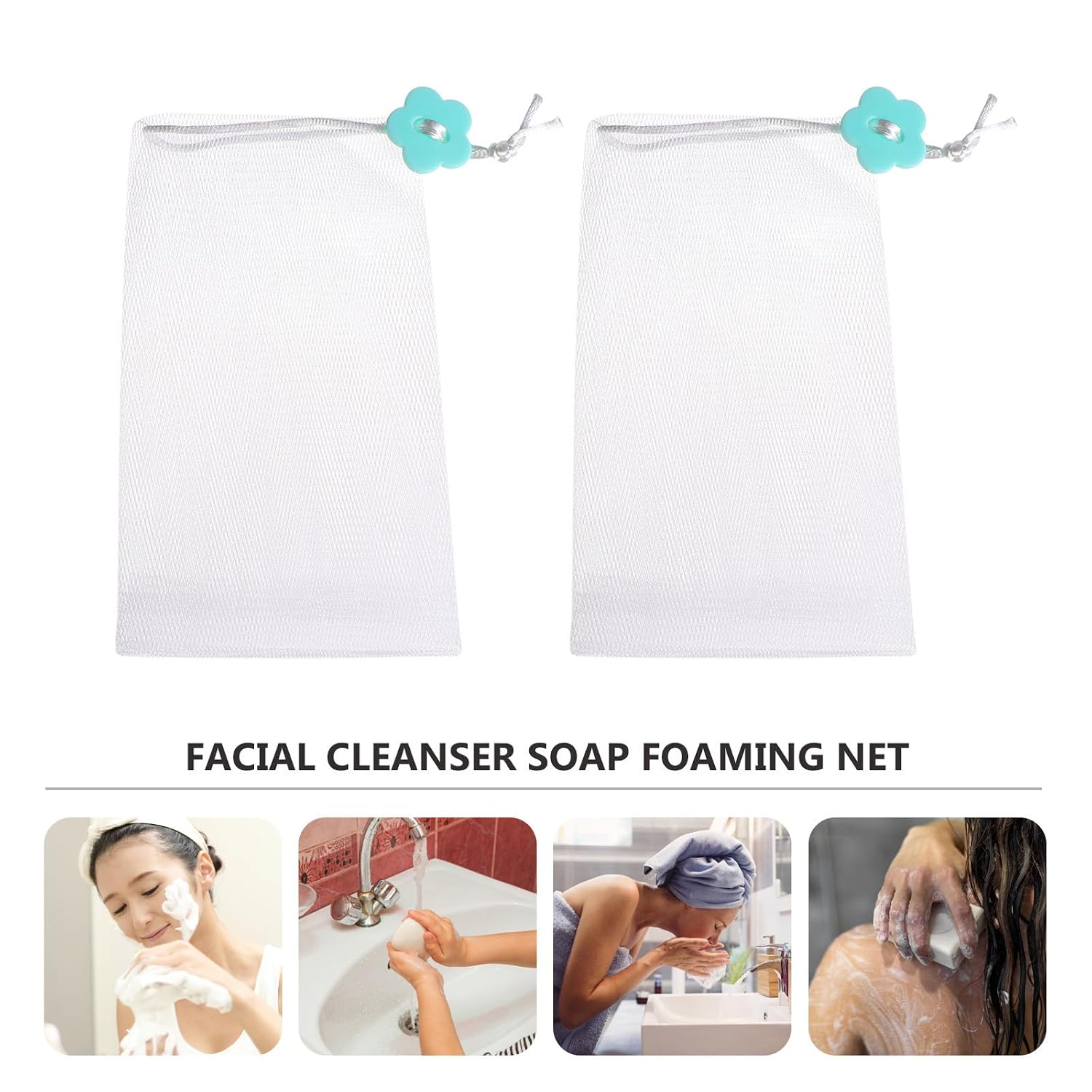 10pcs Soap Foaming Net Exfoliating Pouch for Holder Portable White