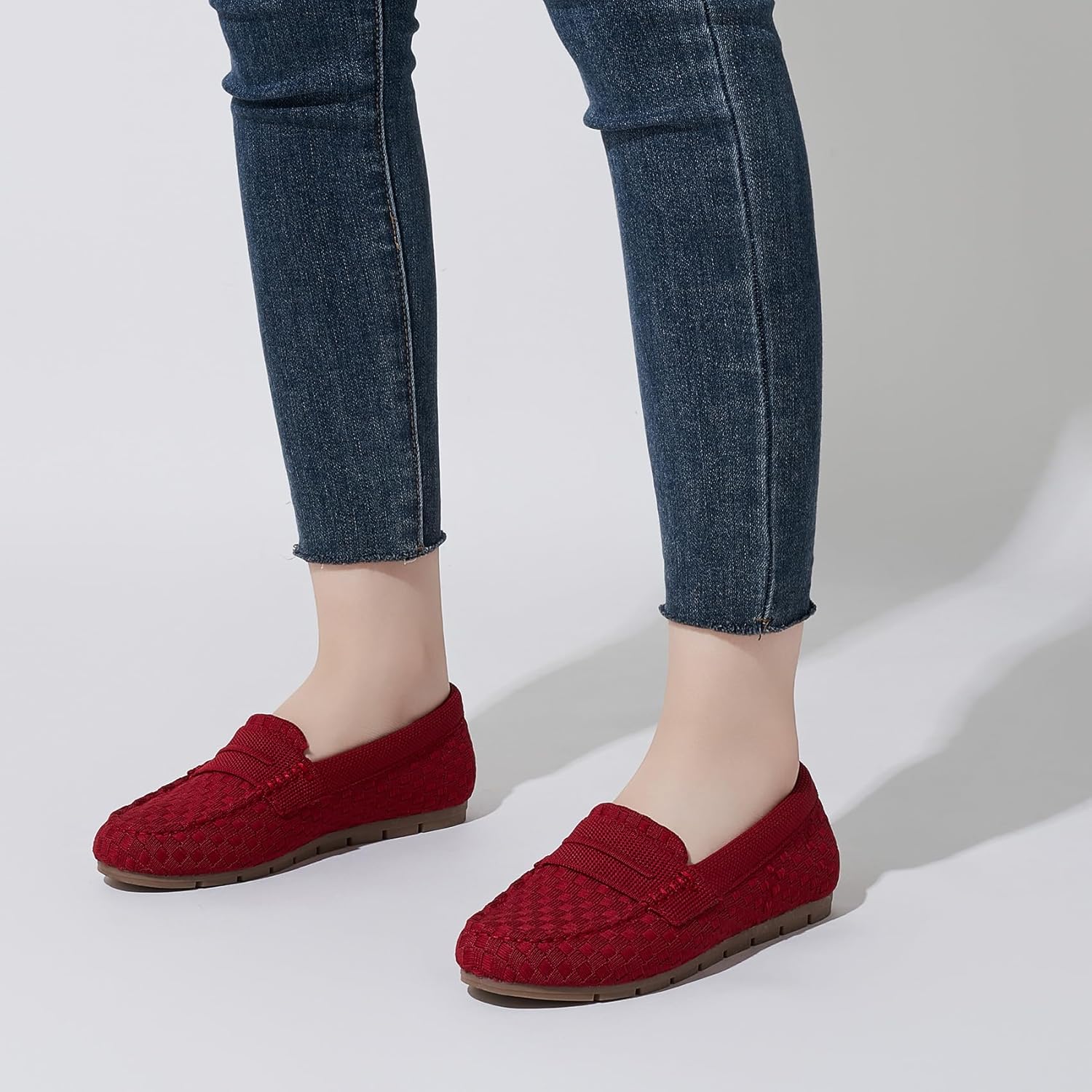 Loafers for Women Comfortable Slip On Working Shoes Womens Dressy Casual Work Flat Knit Shoes - Image 5