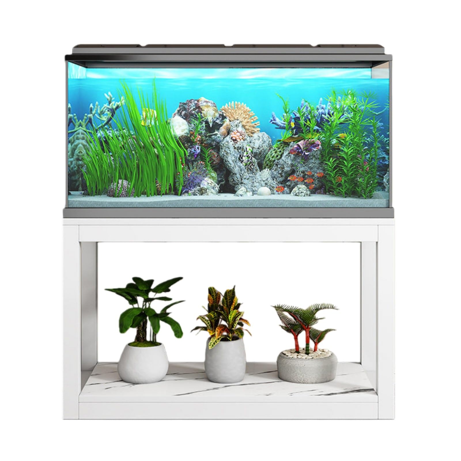 Support pour Aquarium Double Couche en Acier Trempé Étagère Haute Résistance Modèle A